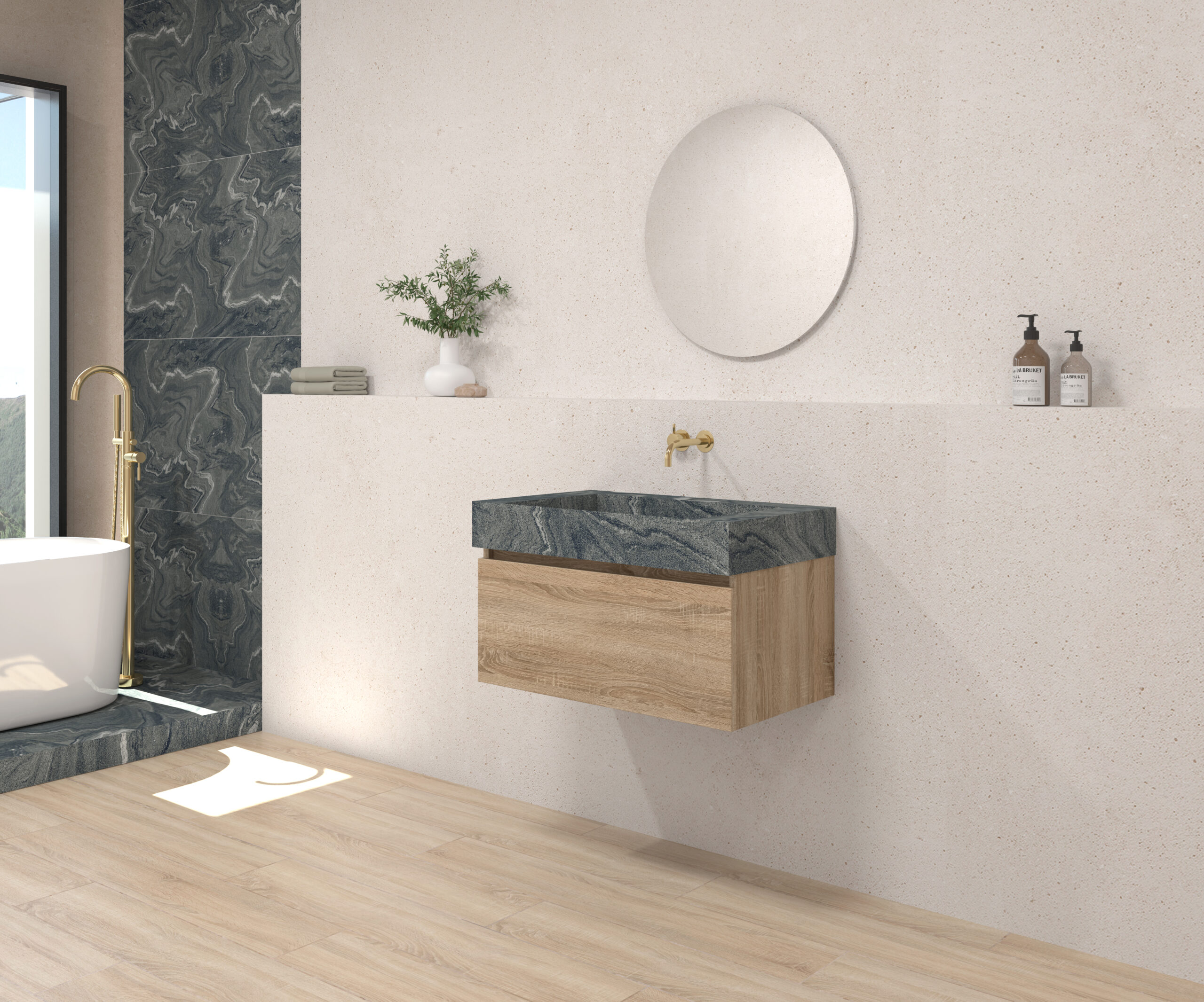 Pack DEBUSSY + évier Sapienston + miroir rond