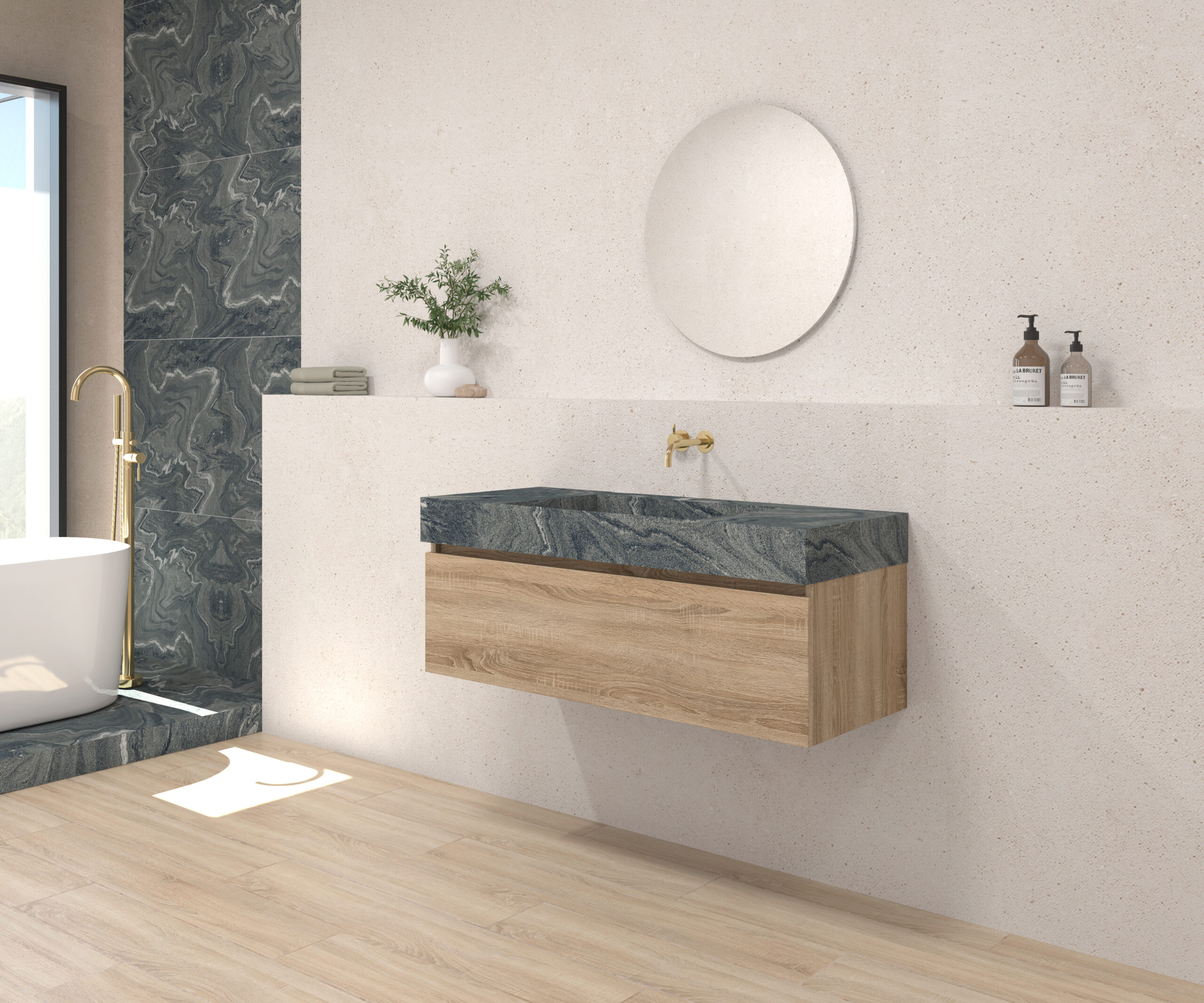 Pack DEBUSSY + évier Sapienston + miroir rond