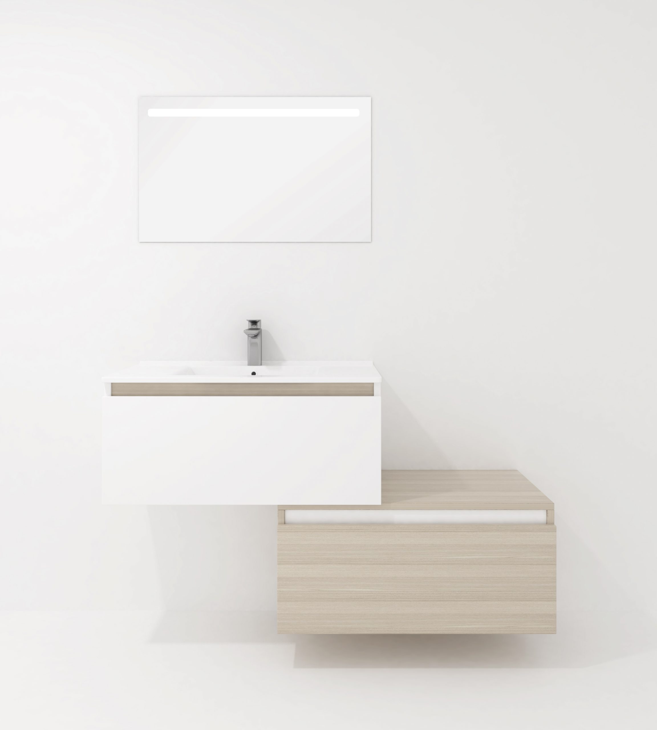 Pack Dijon avec évier en céramique et miroir LED