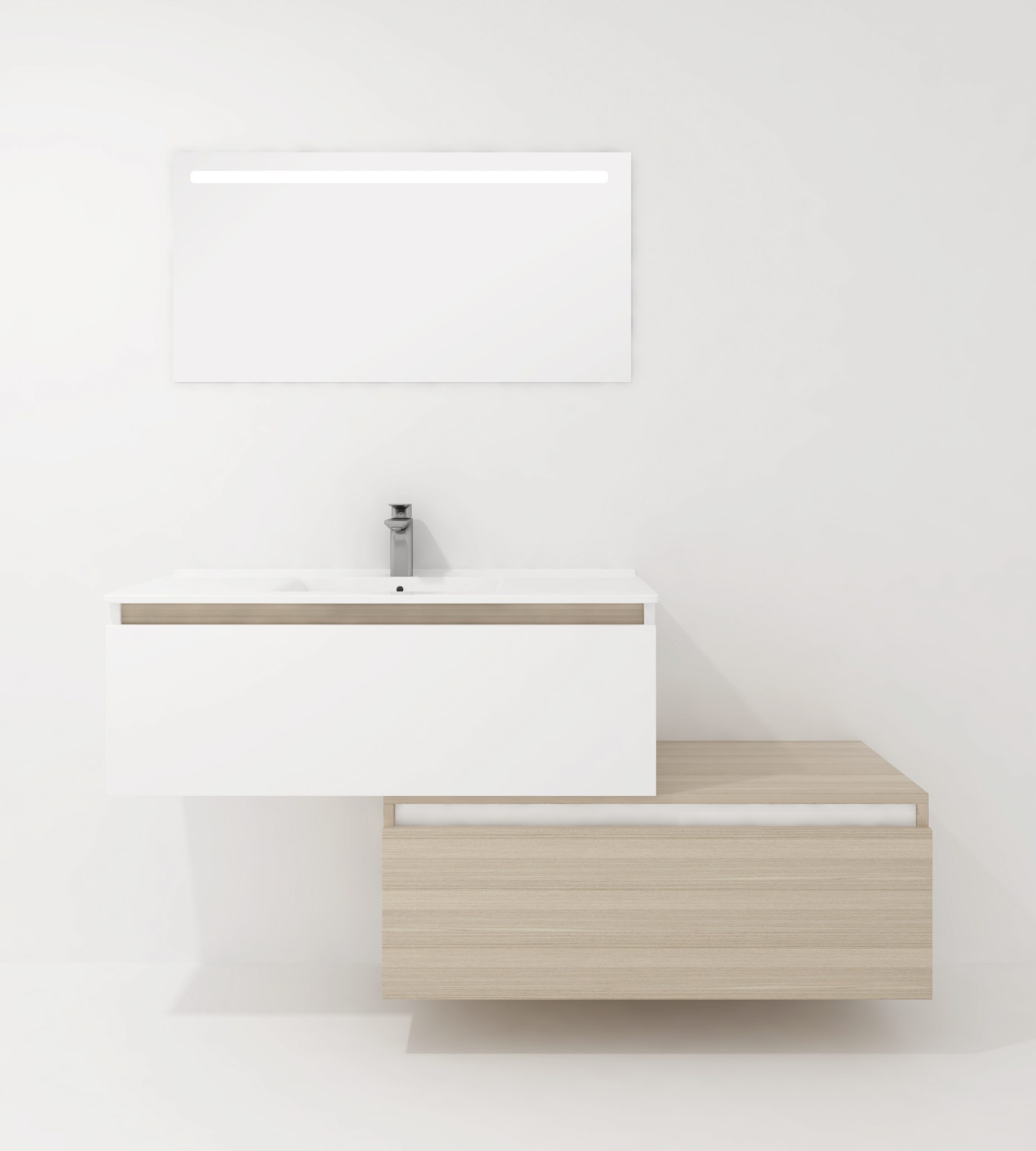 Pack Dijon avec évier en céramique et miroir LED