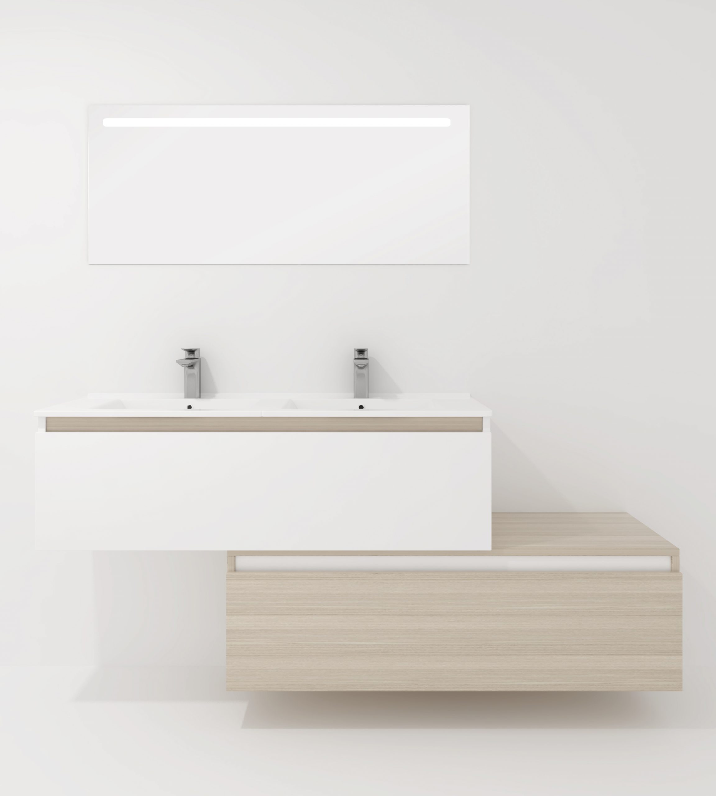 Pack Dijon avec évier en céramique et miroir LED