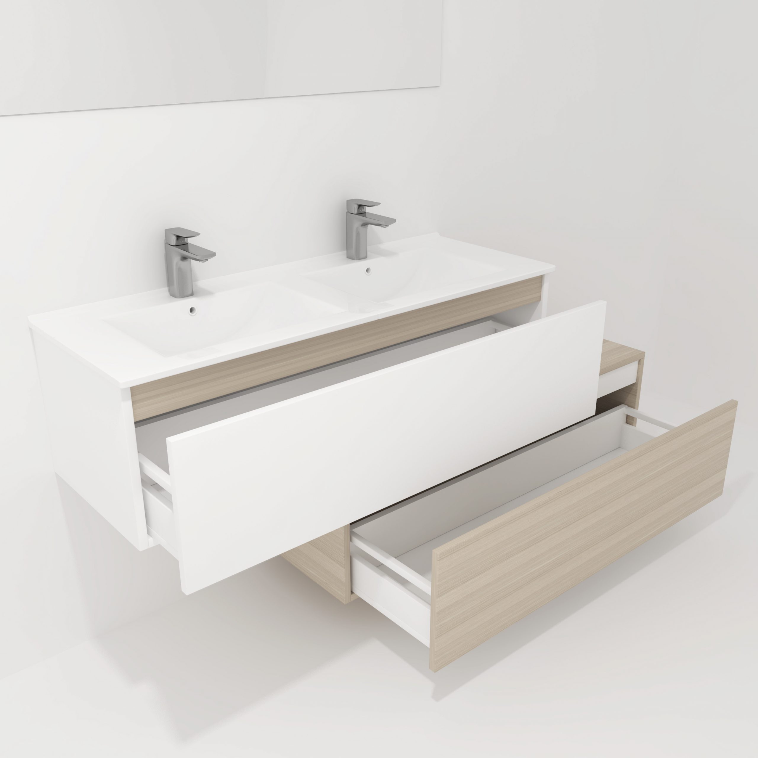 Pack Dijon avec évier en céramique et miroir LED