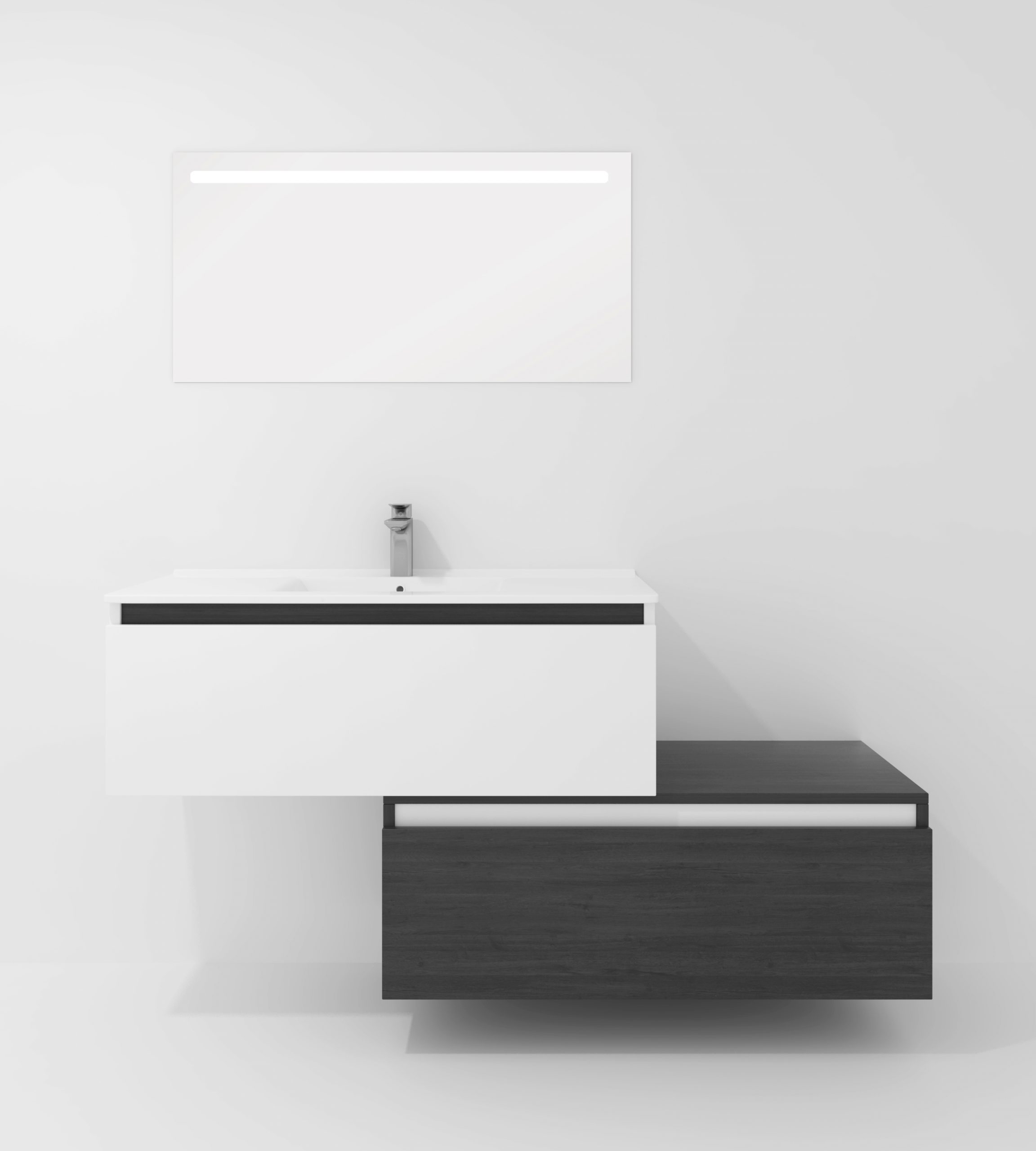 Pack Dijon avec évier en céramique et miroir LED