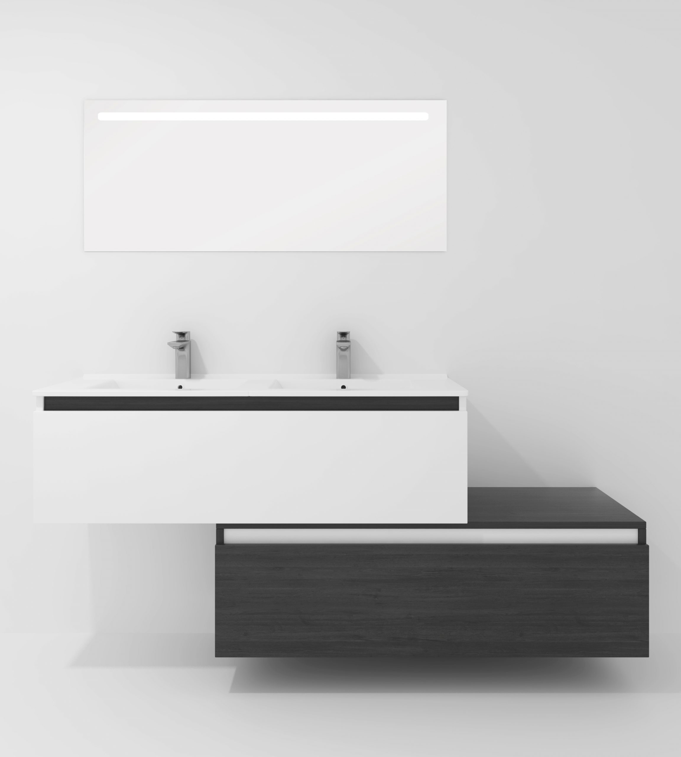 Pack Dijon avec évier en céramique et miroir LED