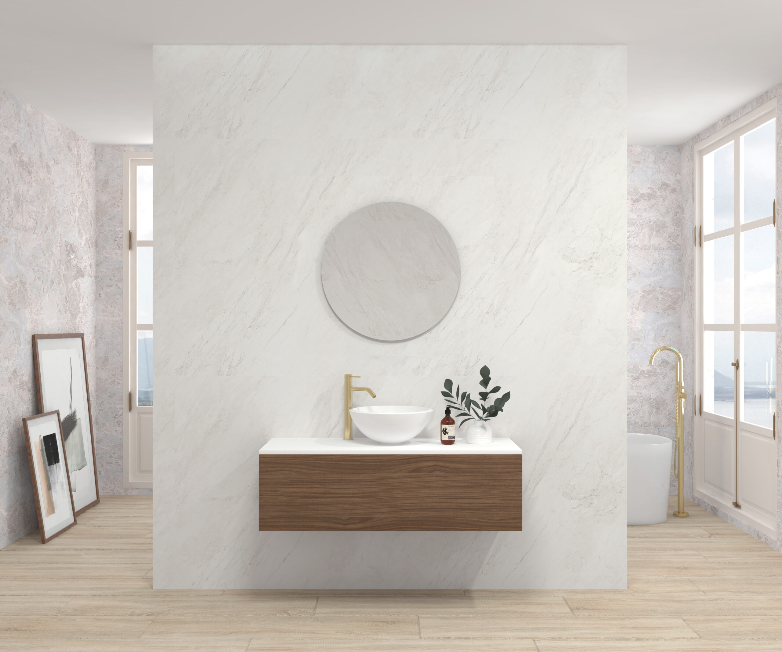 Pack DUMAS + lavabo + espejo circular