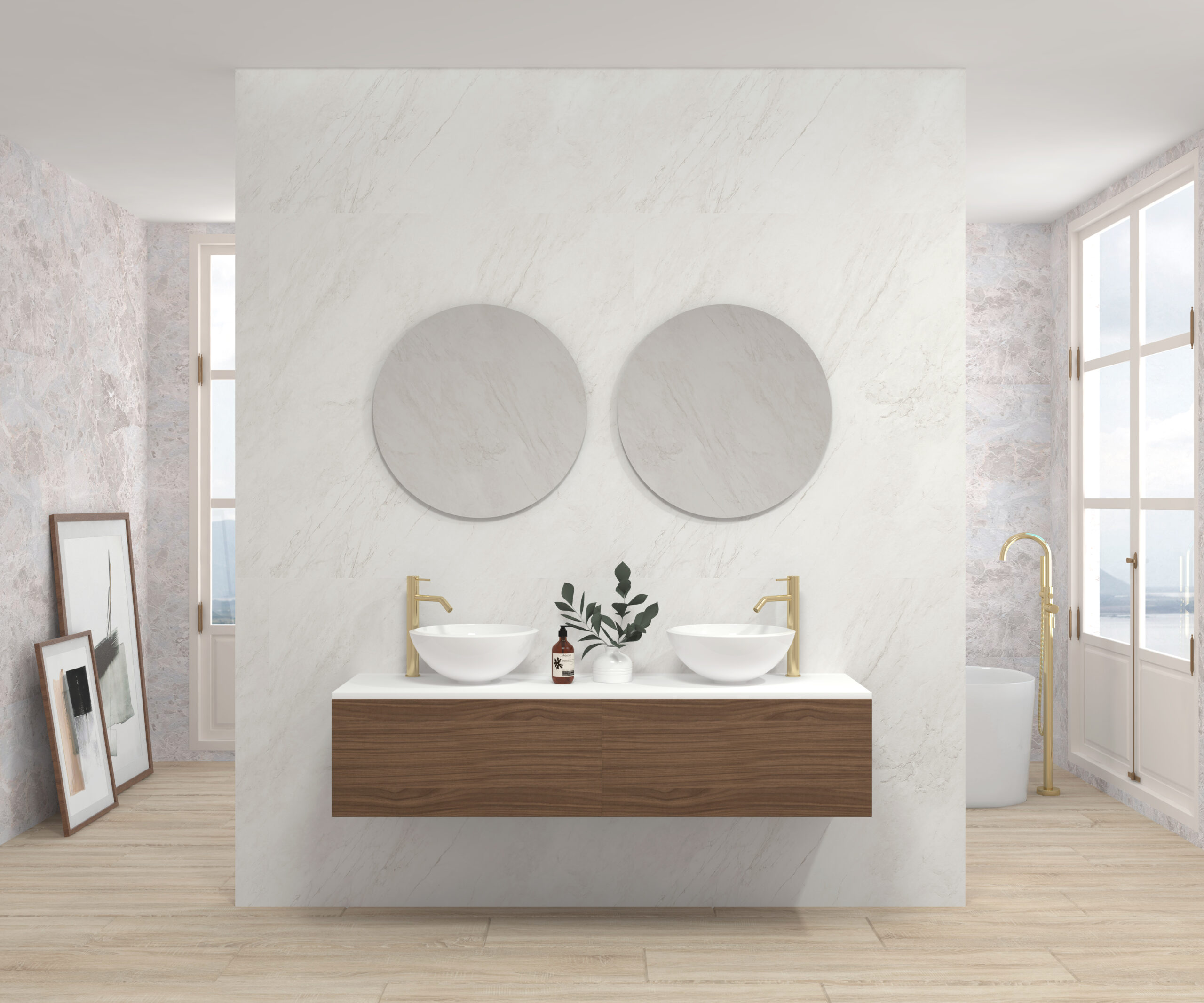 Pack DUMAS + lavabo + espejo circular