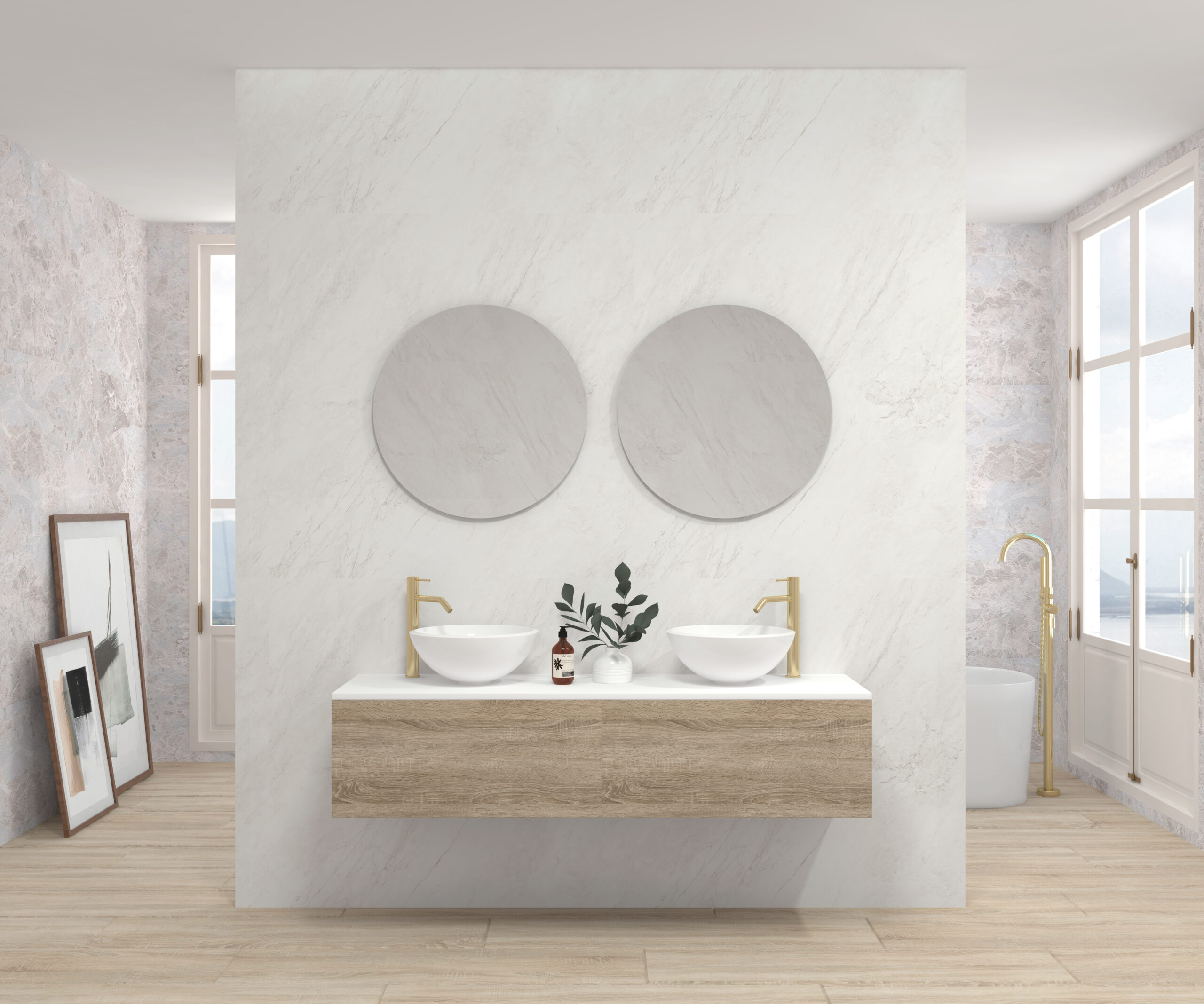 Pack DUMAS + lavabo + espejo circular