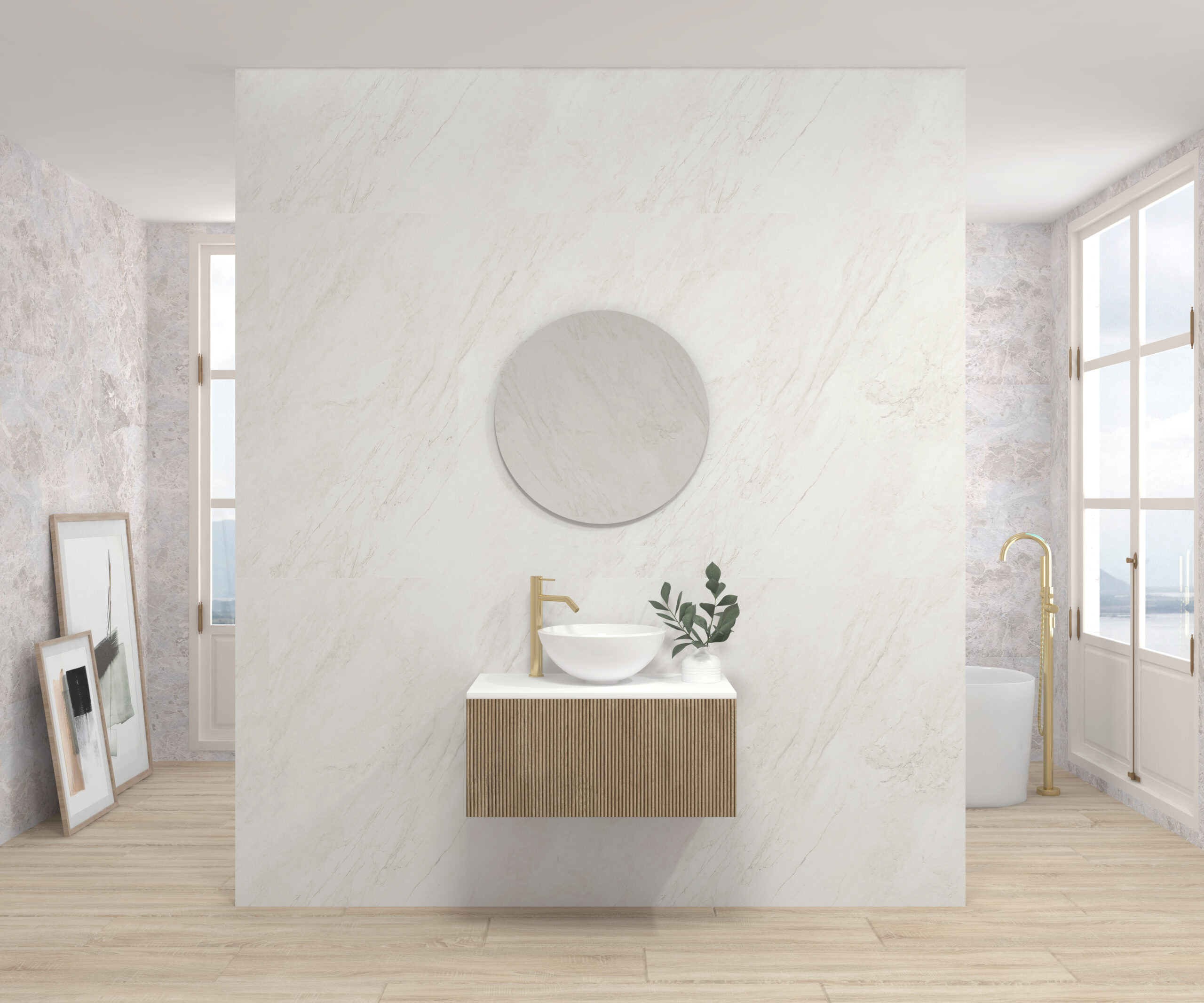 Pack DUMAS + lavabo + espejo circular