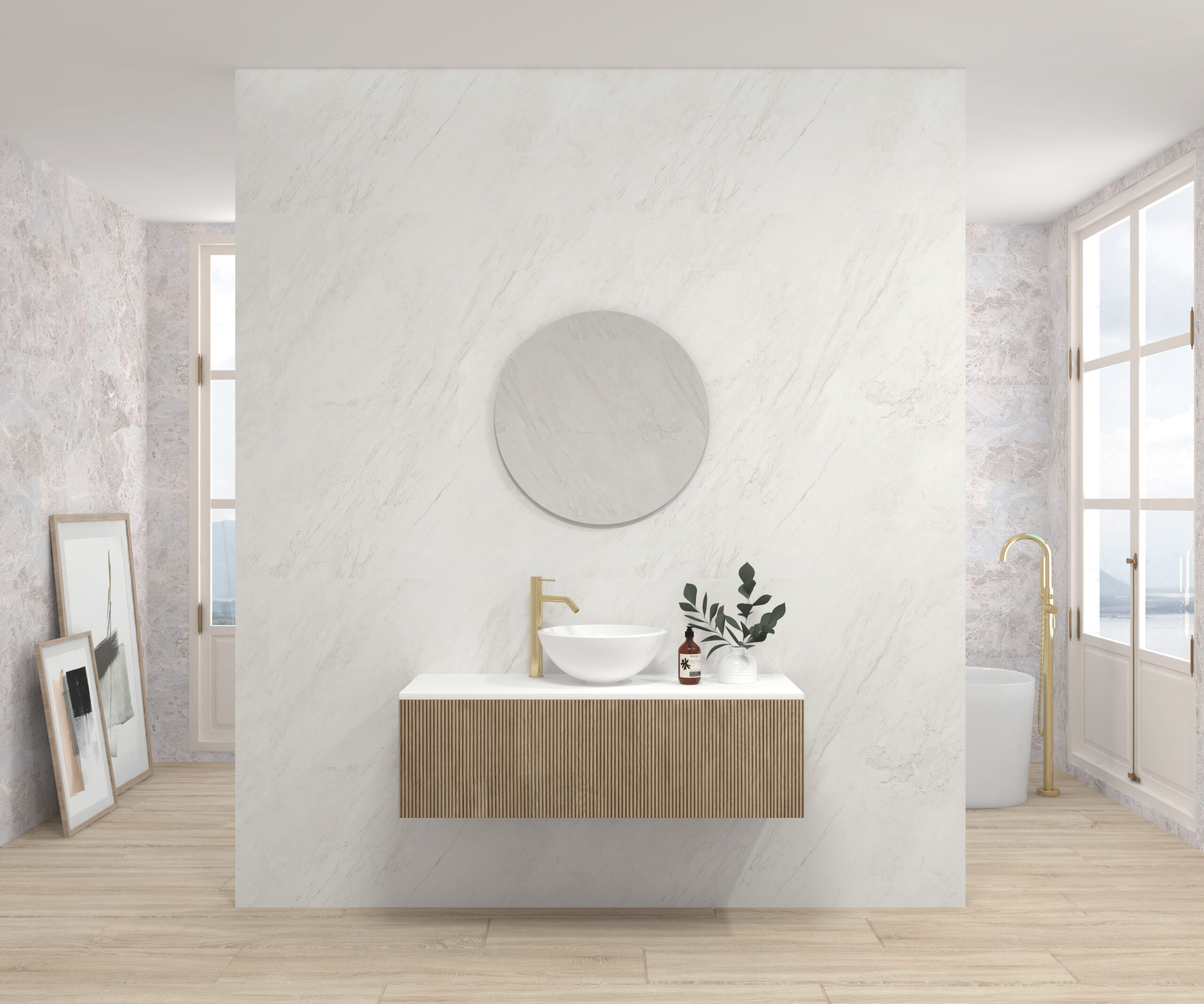 Pack DUMAS + lavabo + espejo circular