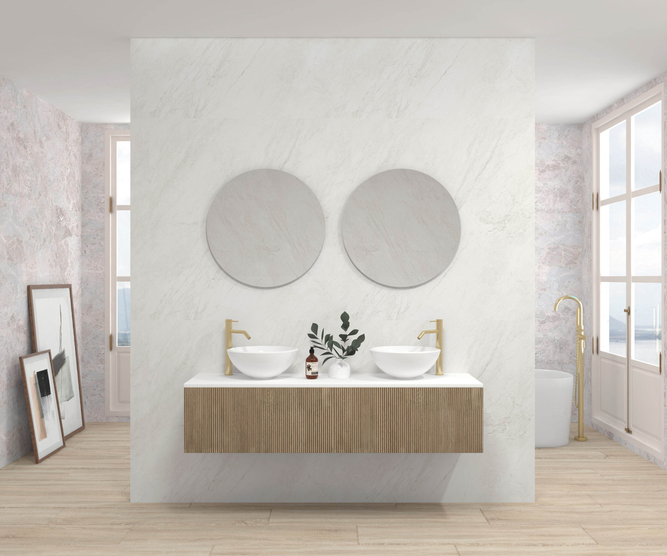 Pack DUMAS + lavabo + espejo circular