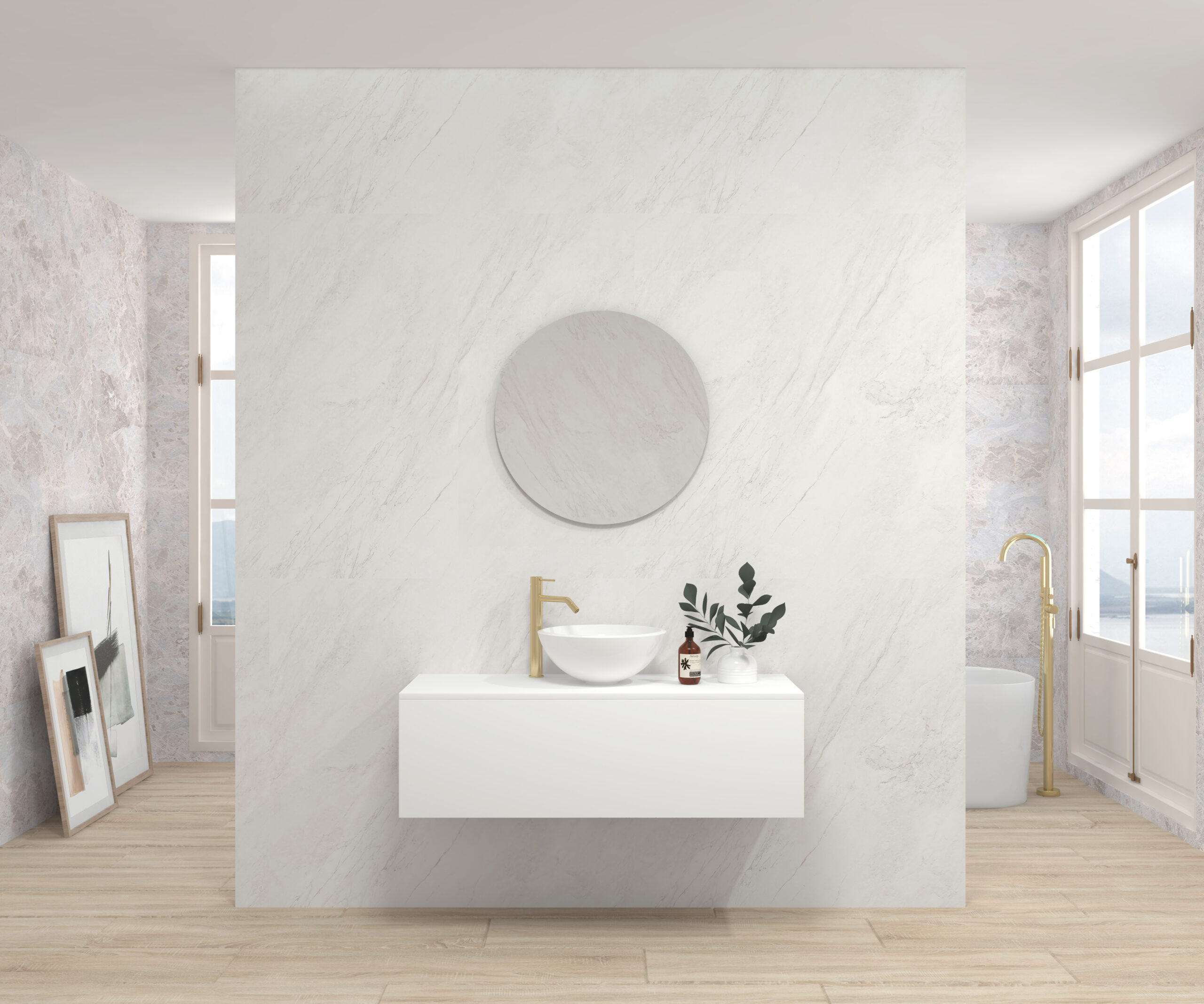 Pack DUMAS + lavabo + espejo circular