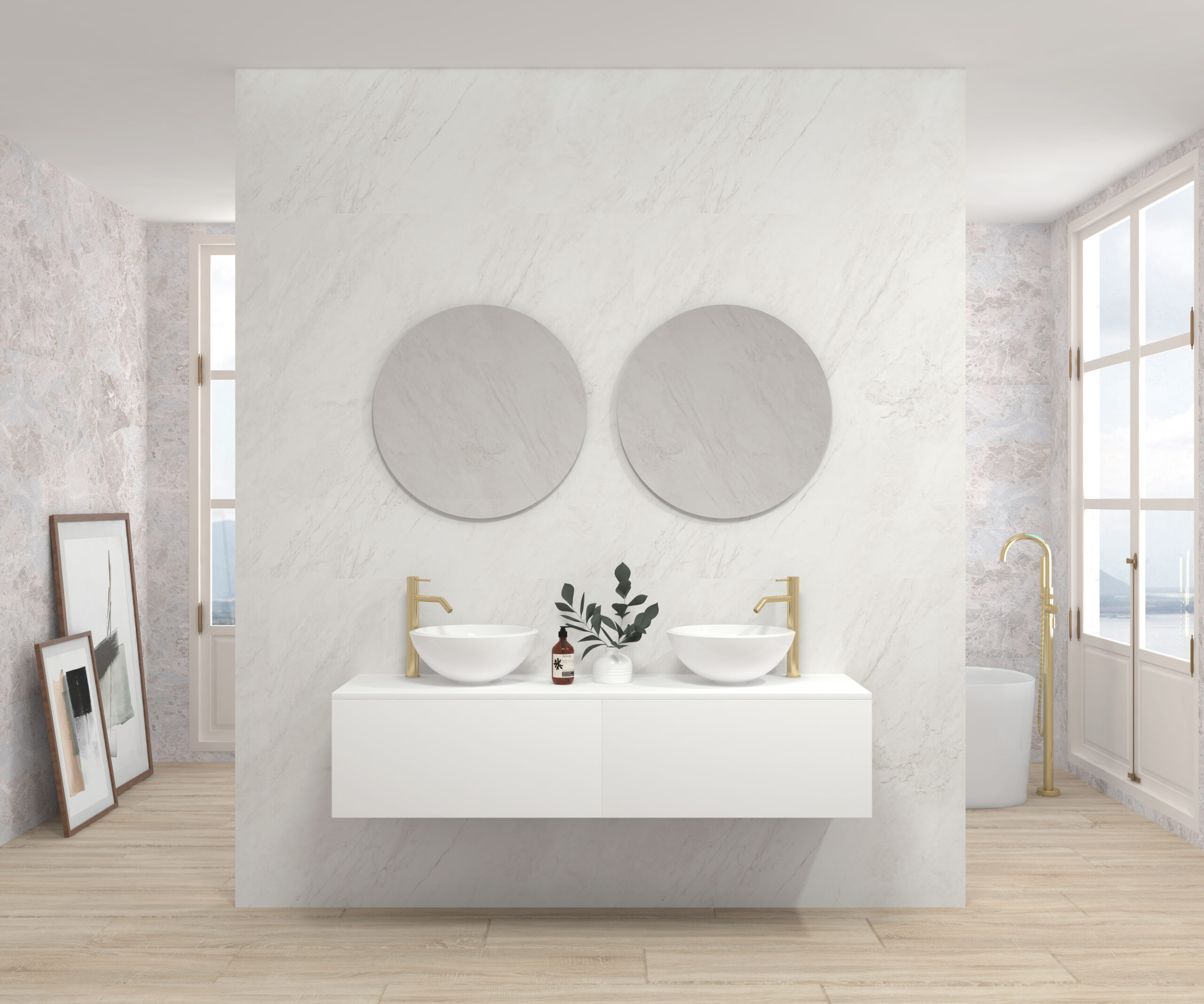 Pack DUMAS + lavabo + espejo circular