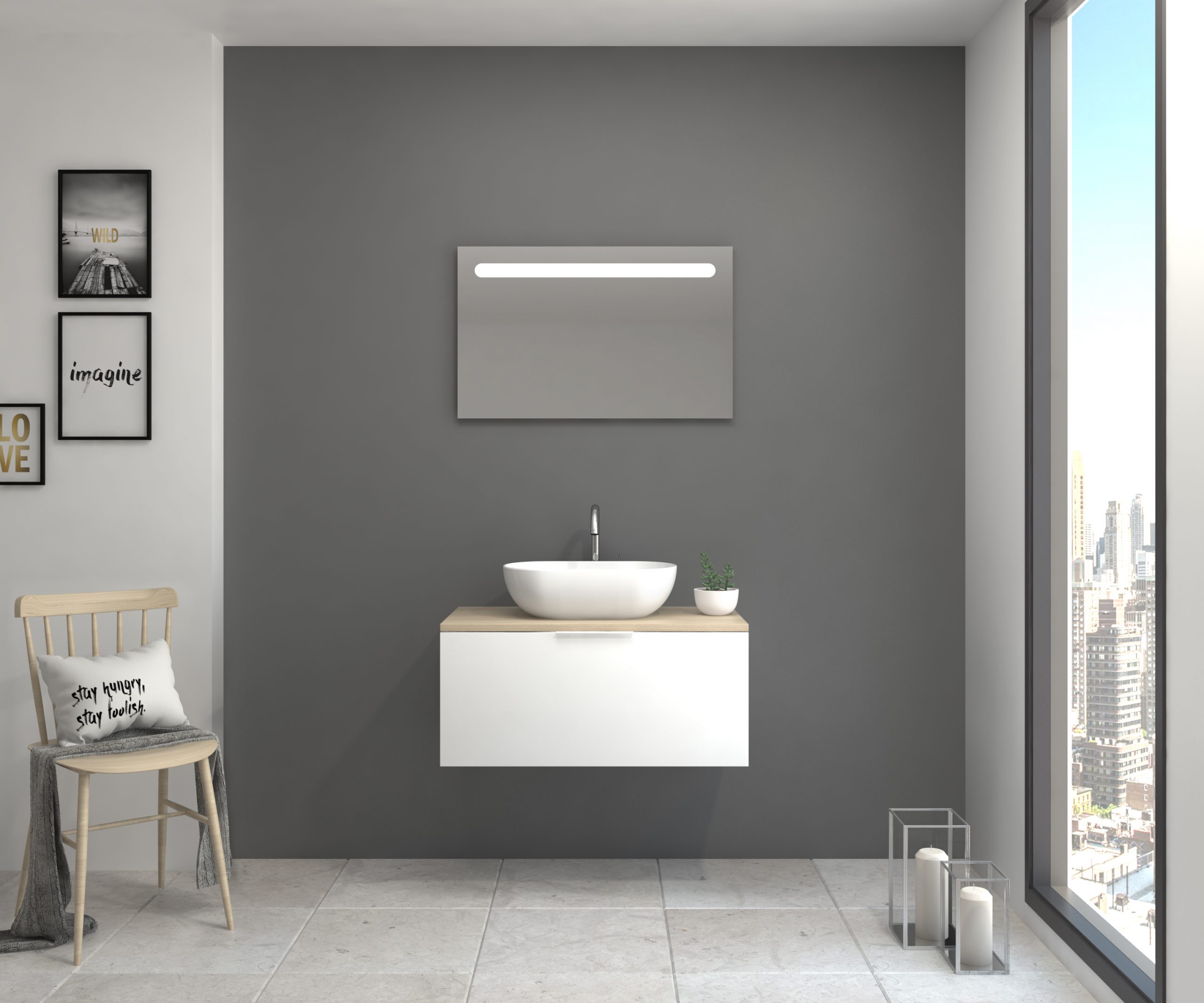 Pack Indre avec lavabo et miroir LED