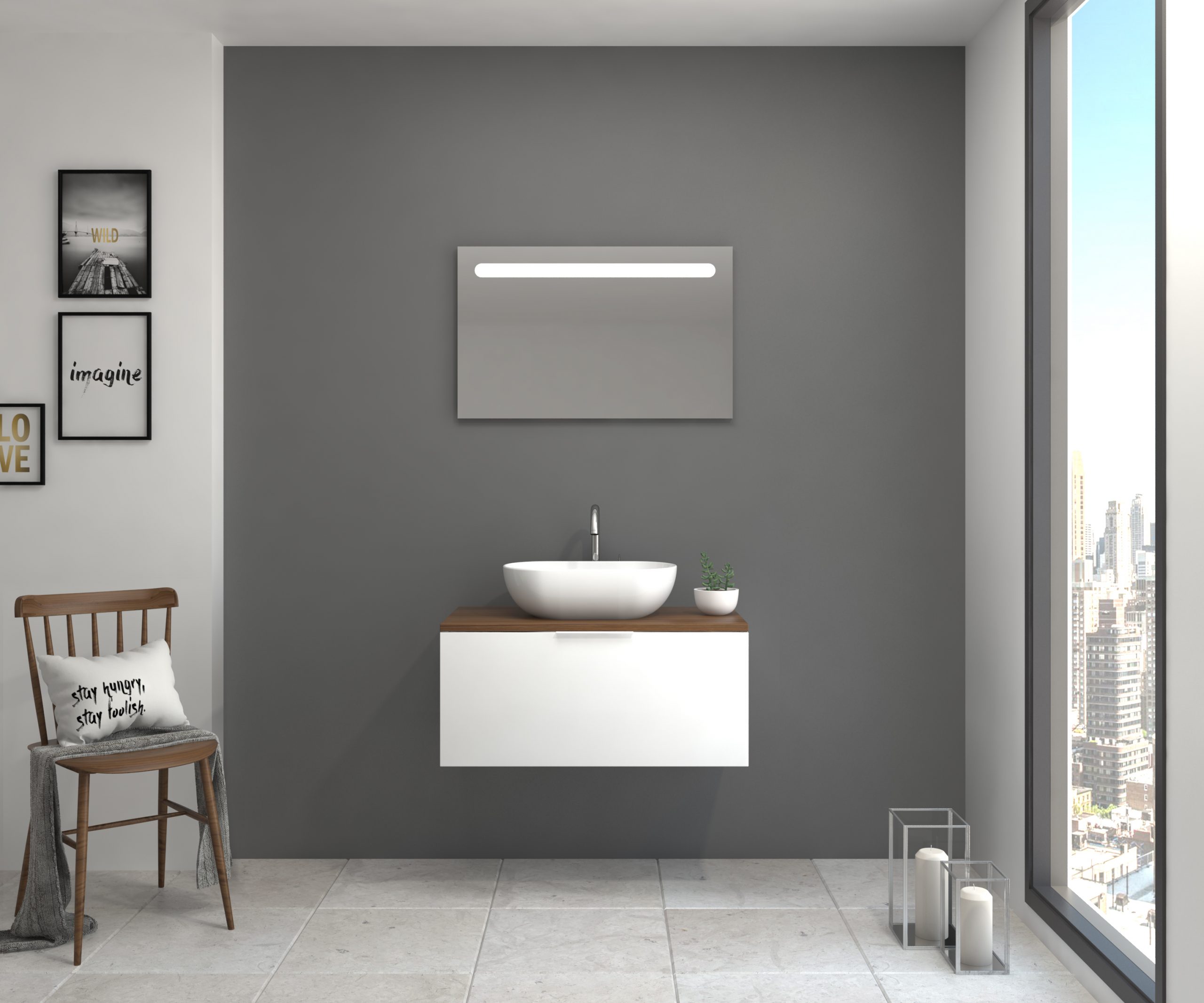 Pack Indre avec lavabo et miroir LED