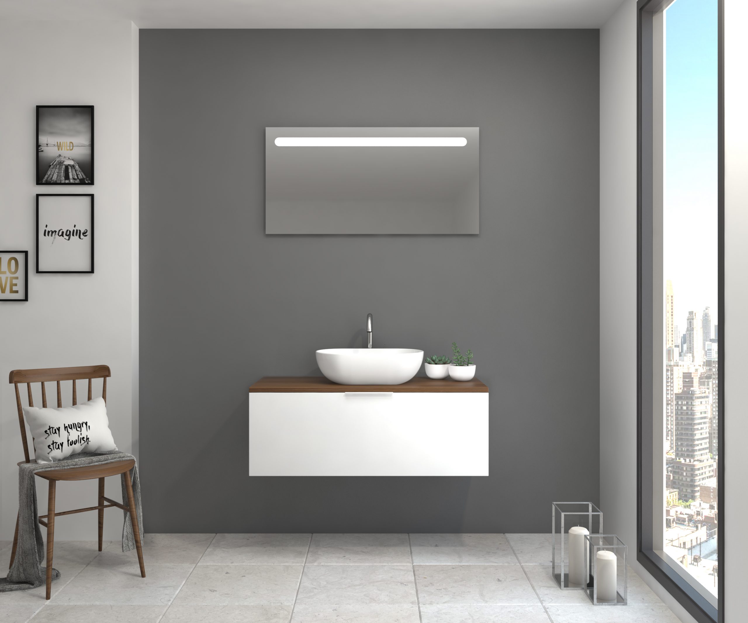Pack Indre avec lavabo et miroir LED