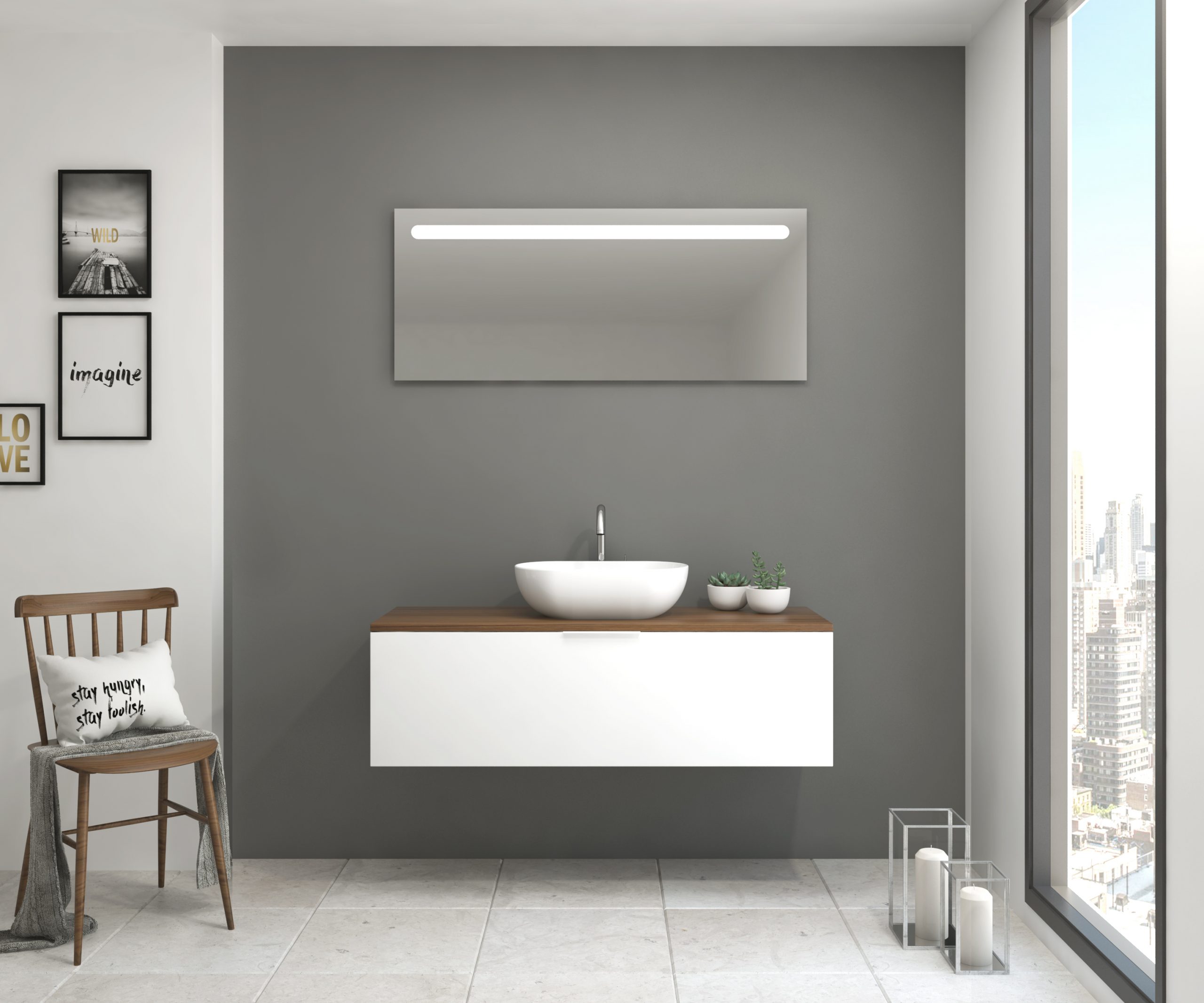 Pack Indre avec lavabo et miroir LED
