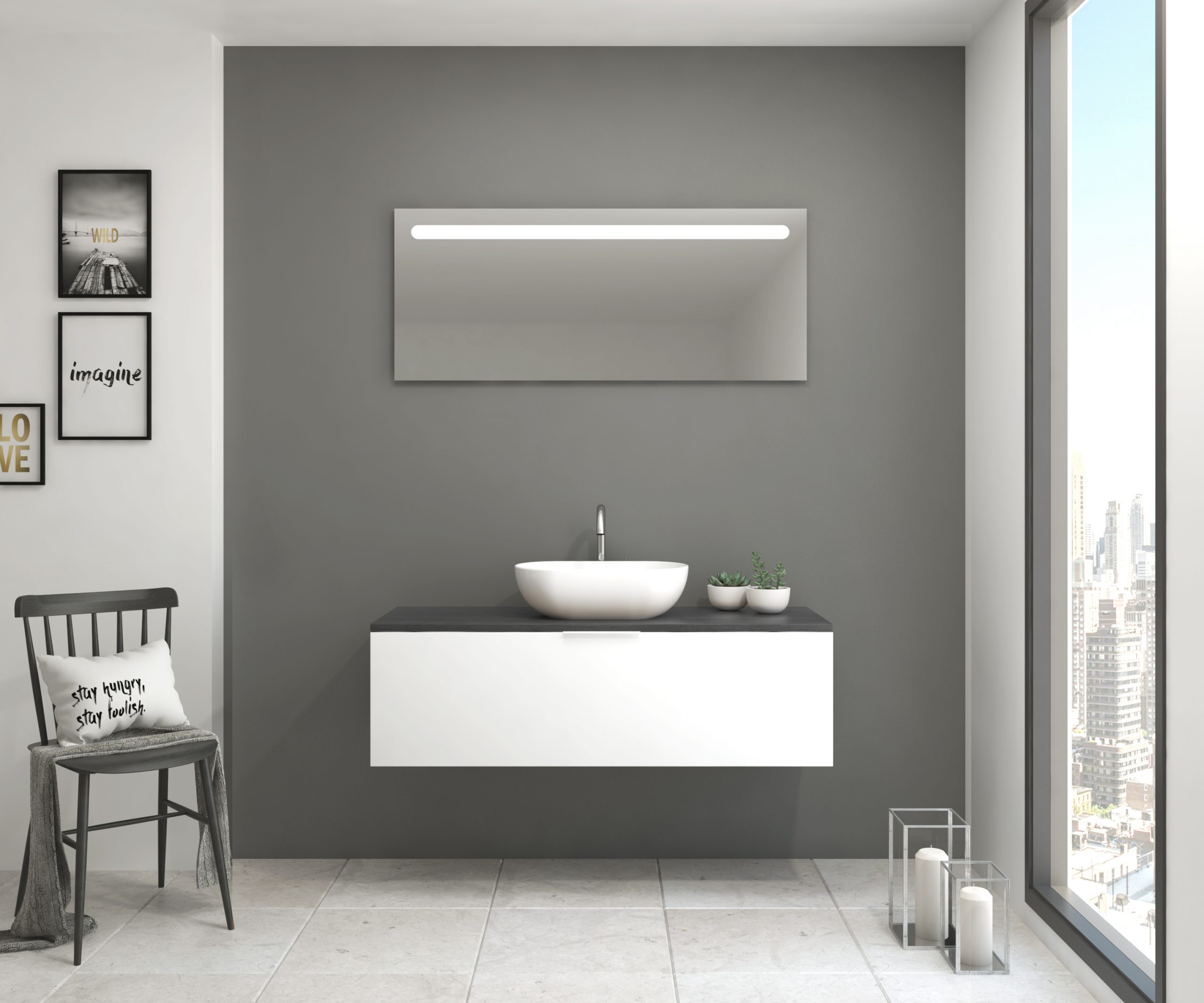 Pack Indre avec lavabo et miroir LED