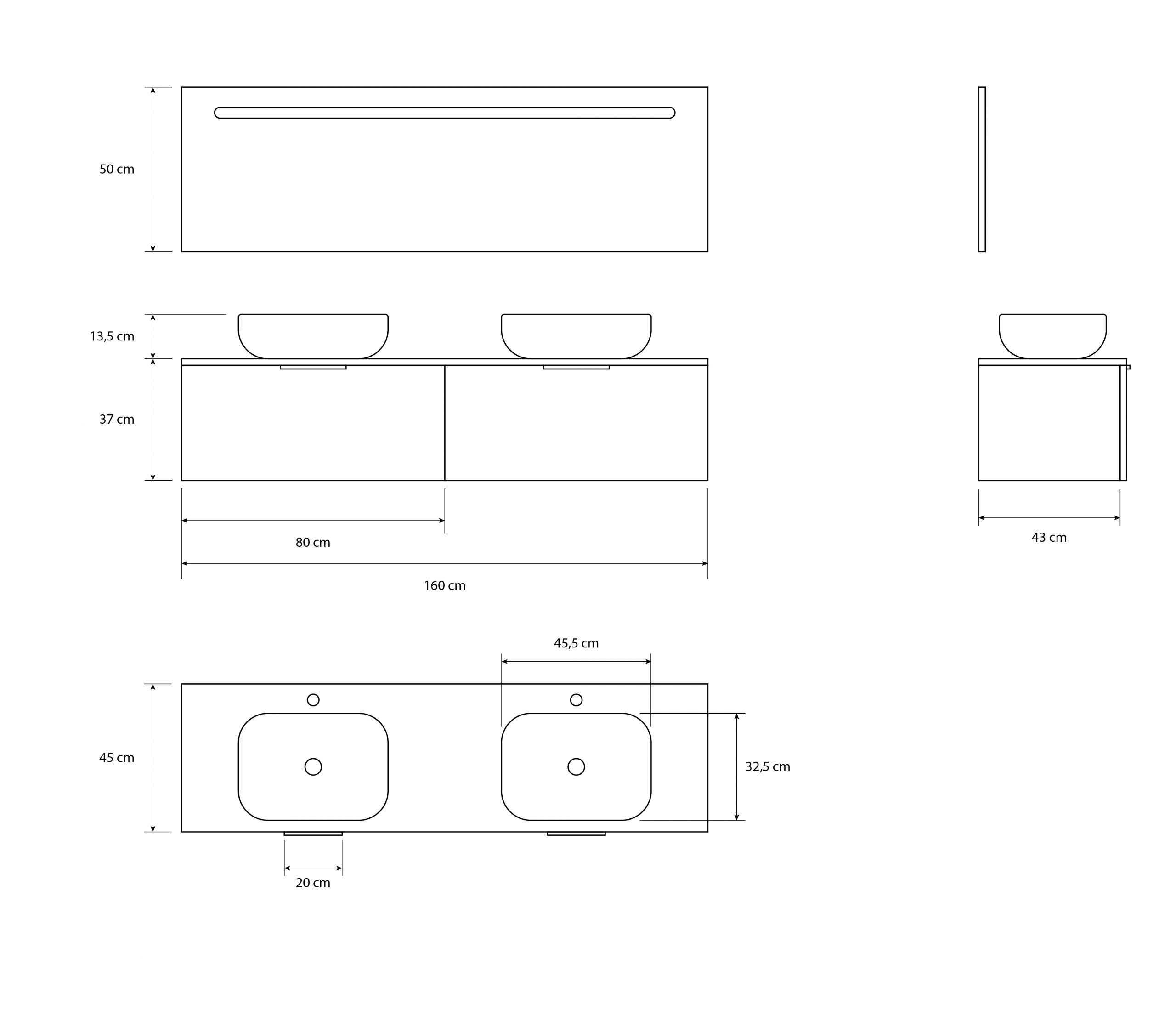 Pack Indre avec lavabo et miroir LED