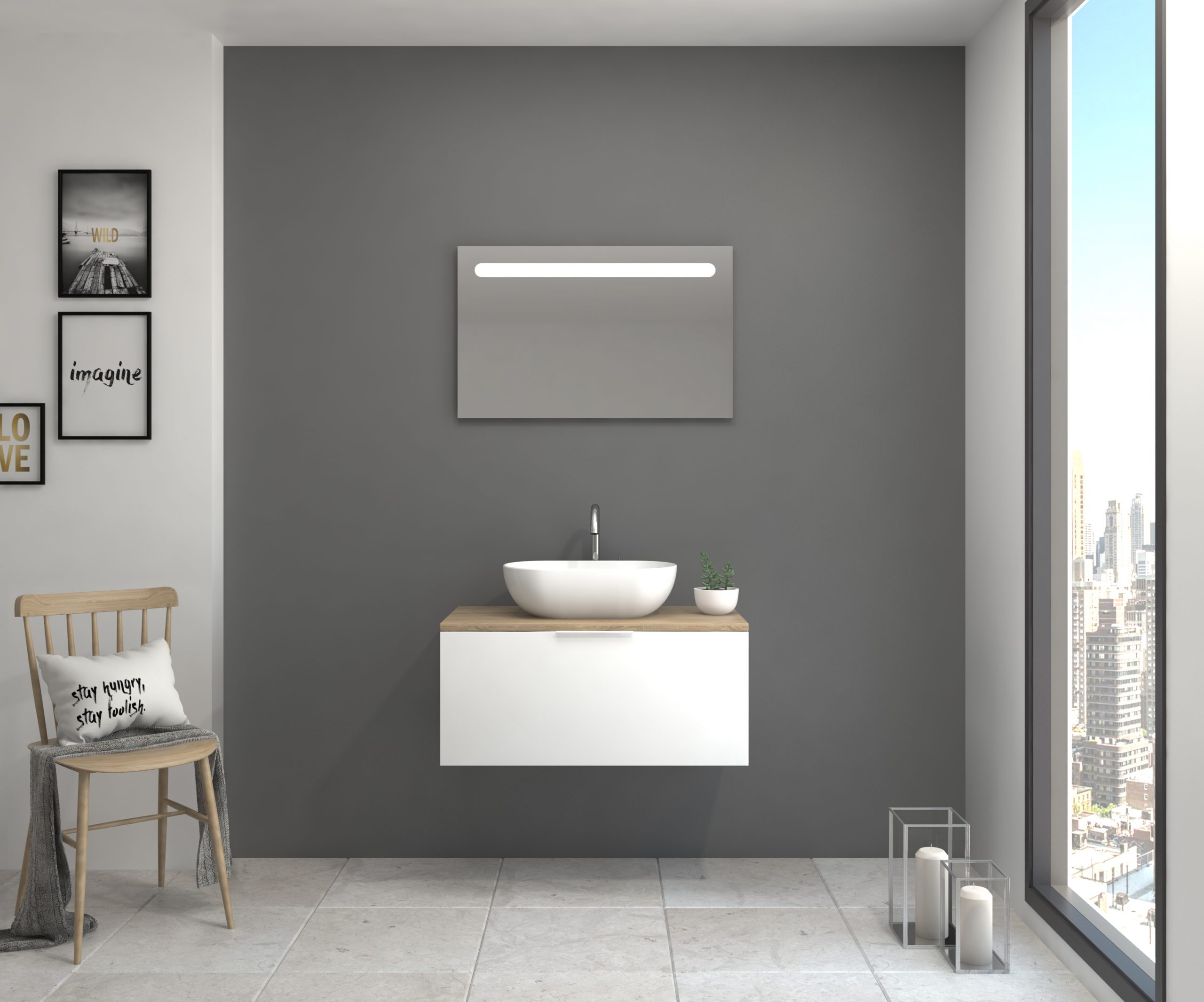 Pack Indre avec lavabo et miroir LED