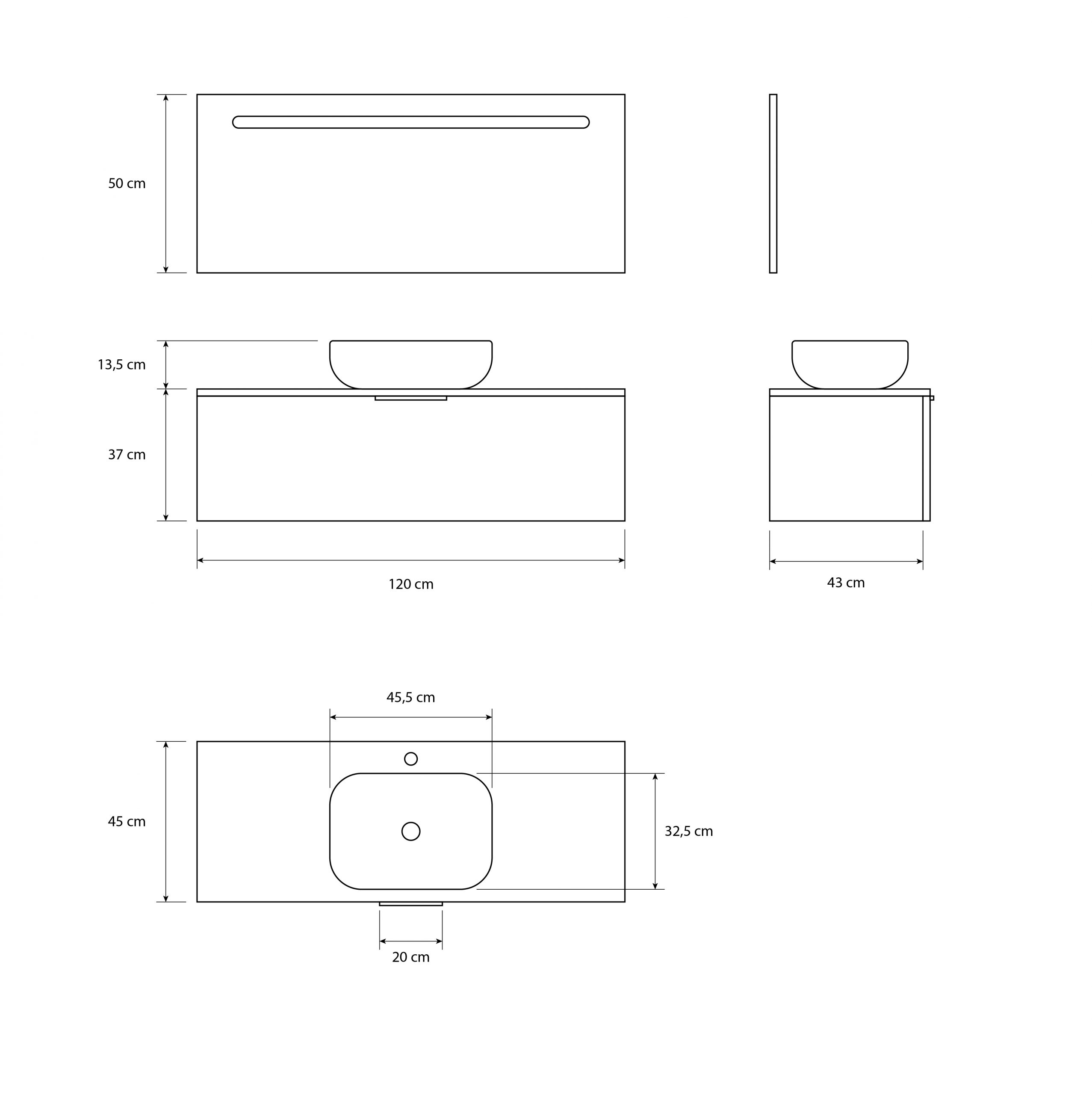 Pack Indre avec lavabo et miroir LED