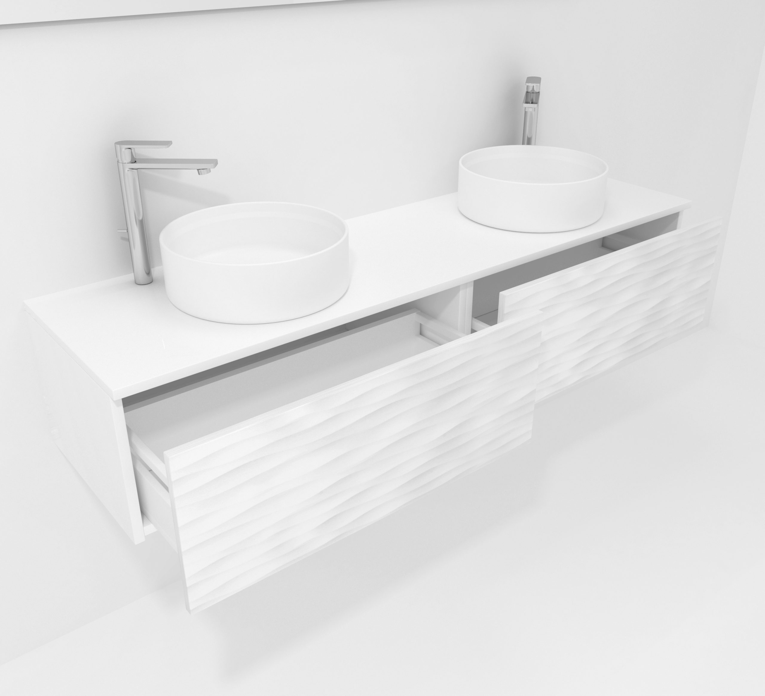 Pack Iroise con doble lavabo sobreencimera, espejo y foco led