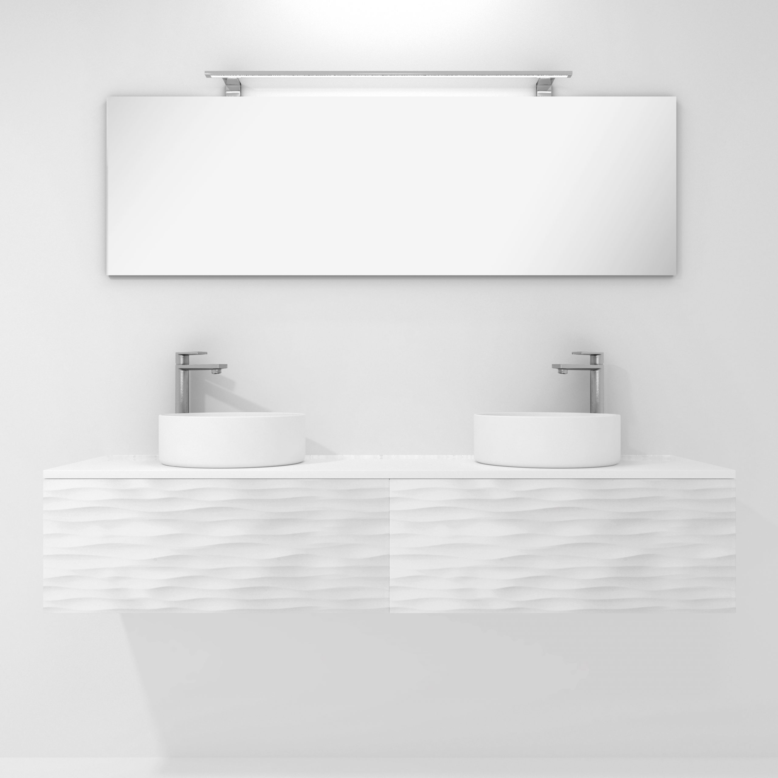 Pack Iroise con doble lavabo sobreencimera, espejo y foco led