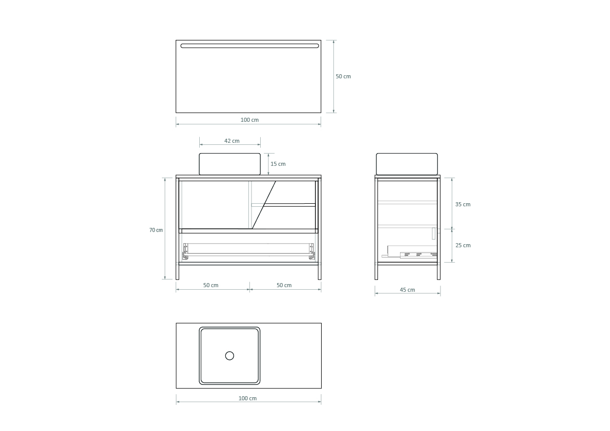Pack Iron Rennes avec lavabo et miroir LED