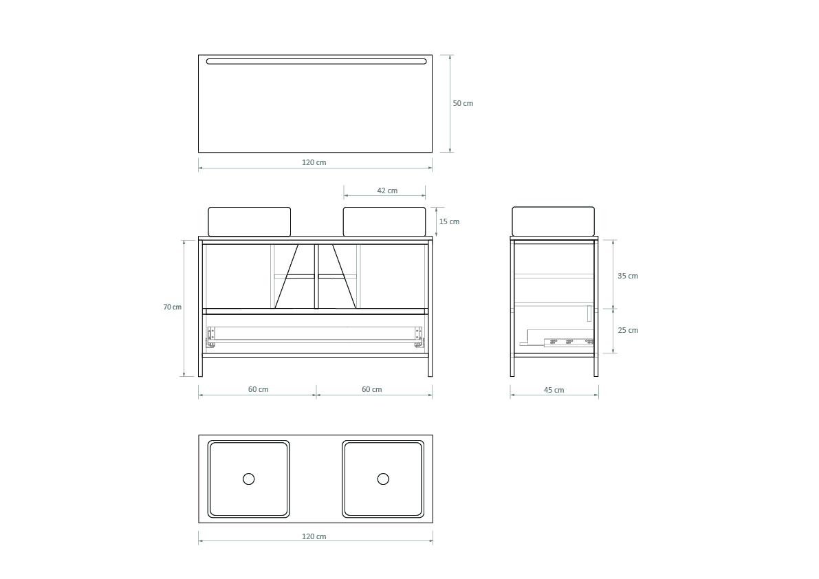 Pack Iron Rennes avec lavabo et miroir LED