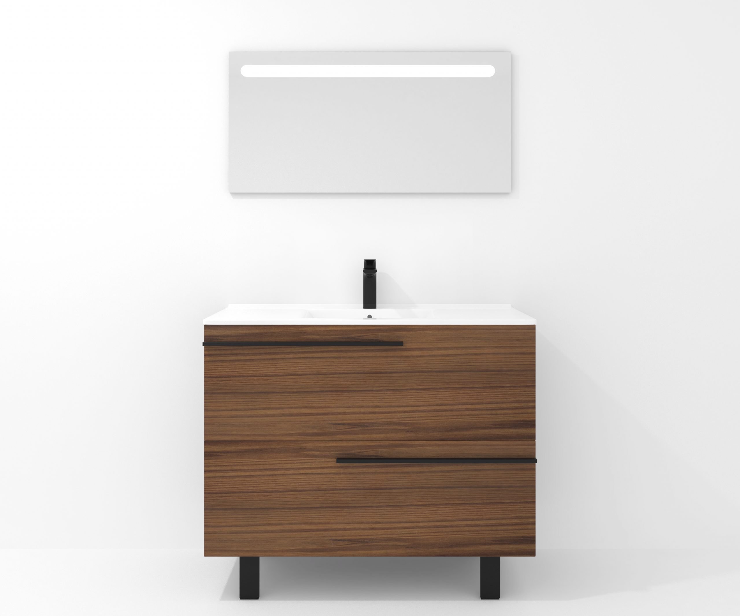 Ensemble en laiton avec lavabo et miroir LED