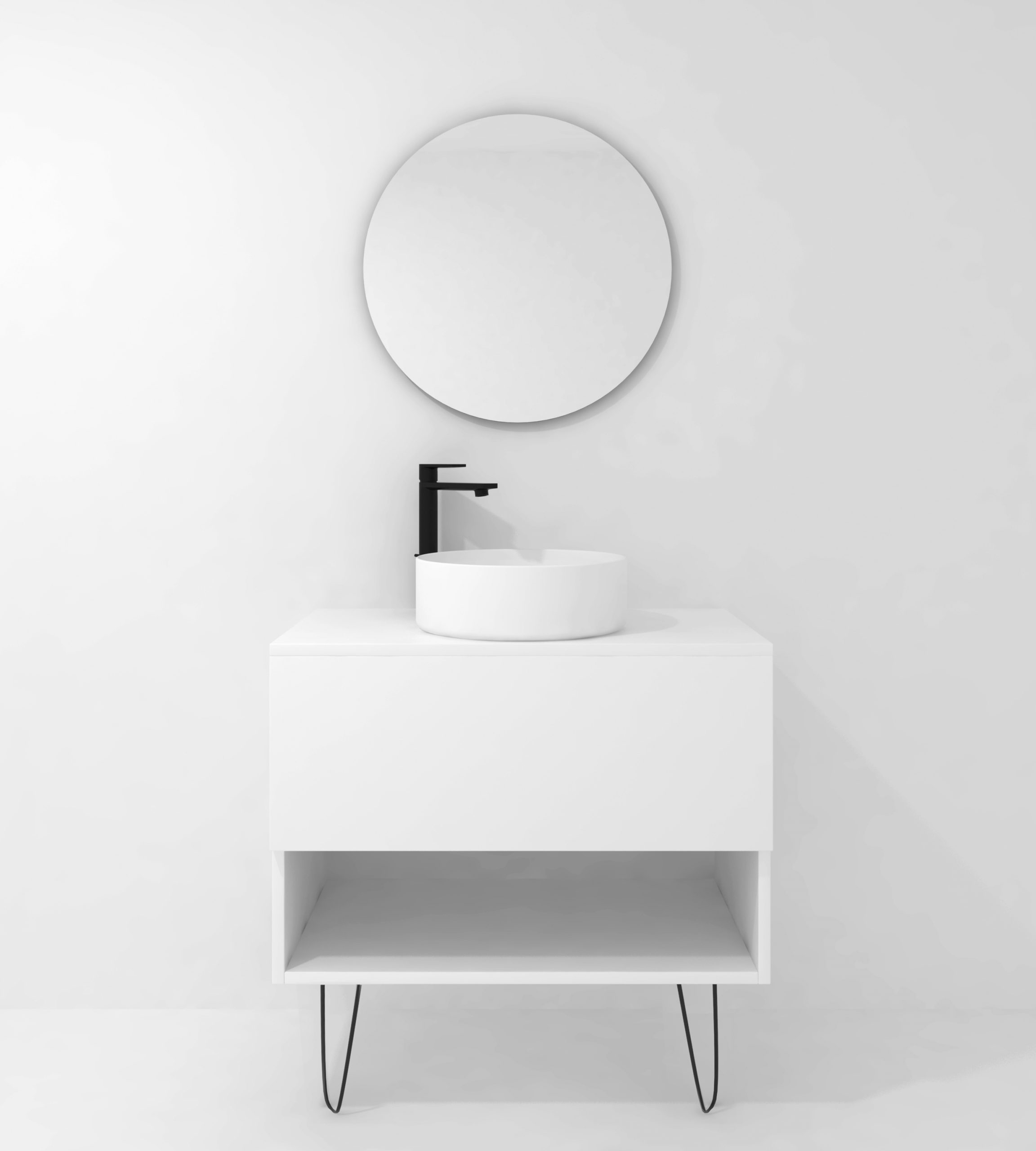 Pack Lille avec vasque à poser et miroir LED circulaire