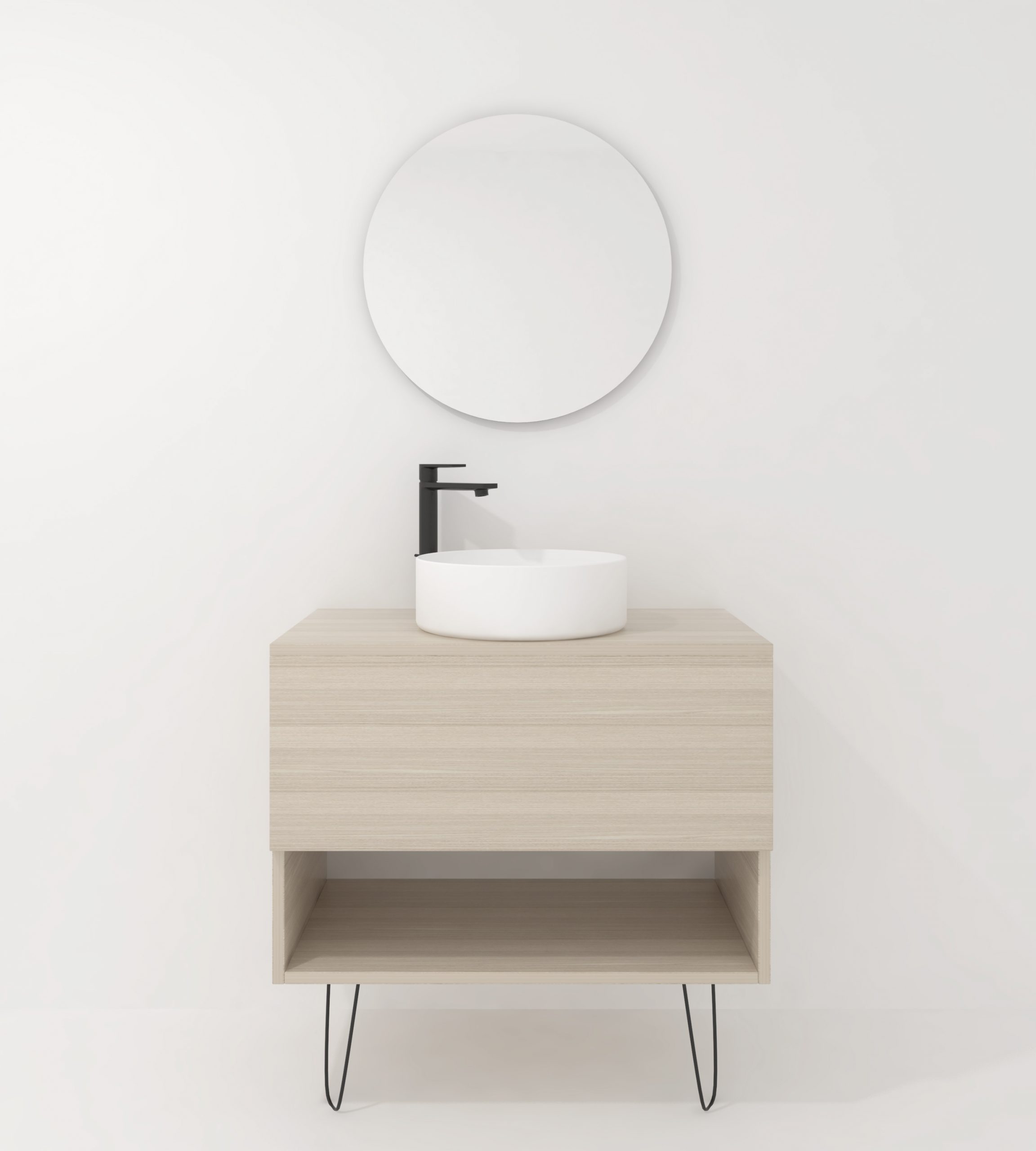 Pack Lille avec vasque à poser et miroir LED circulaire