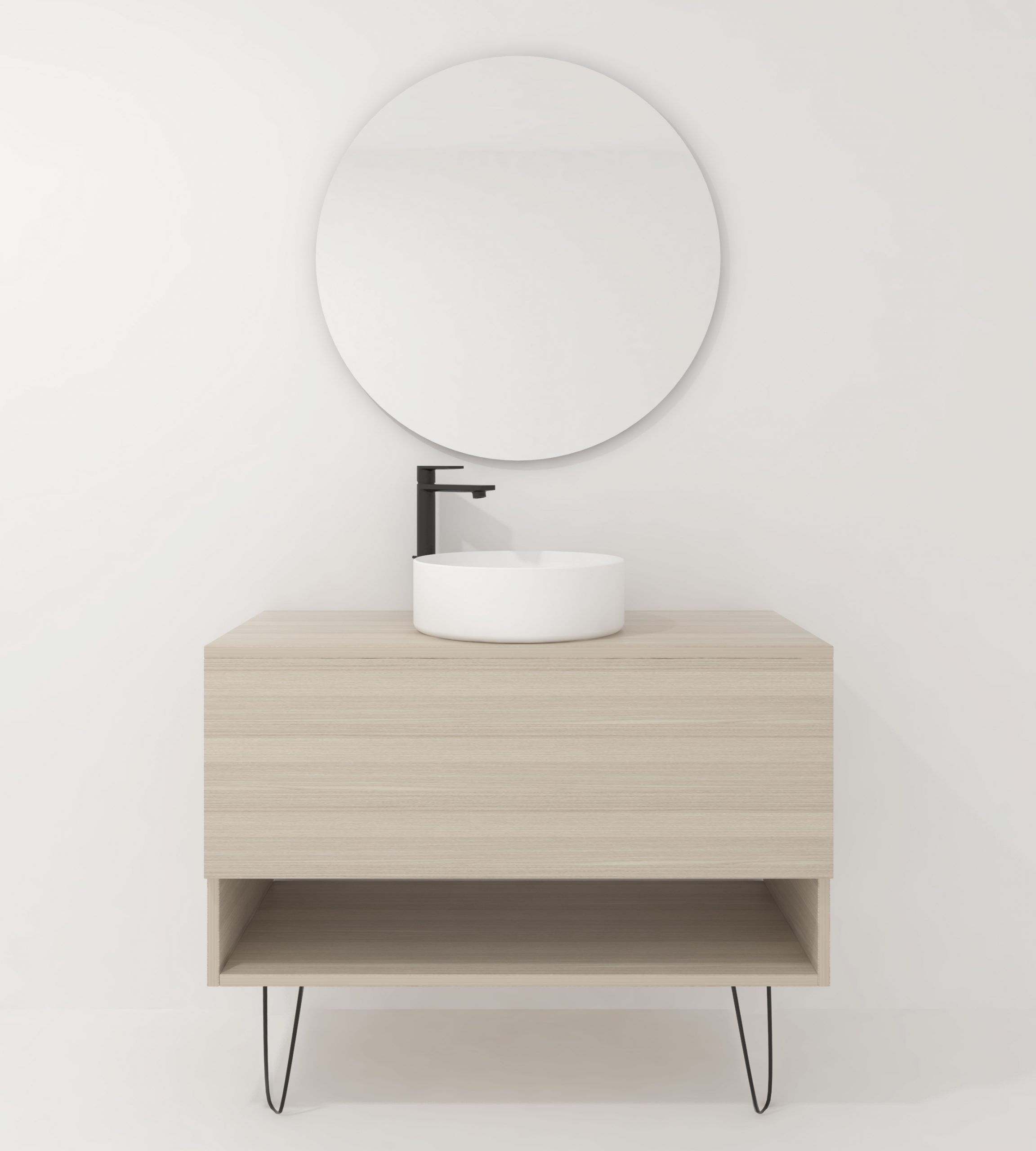 Pack Lille avec vasque à poser et miroir LED circulaire