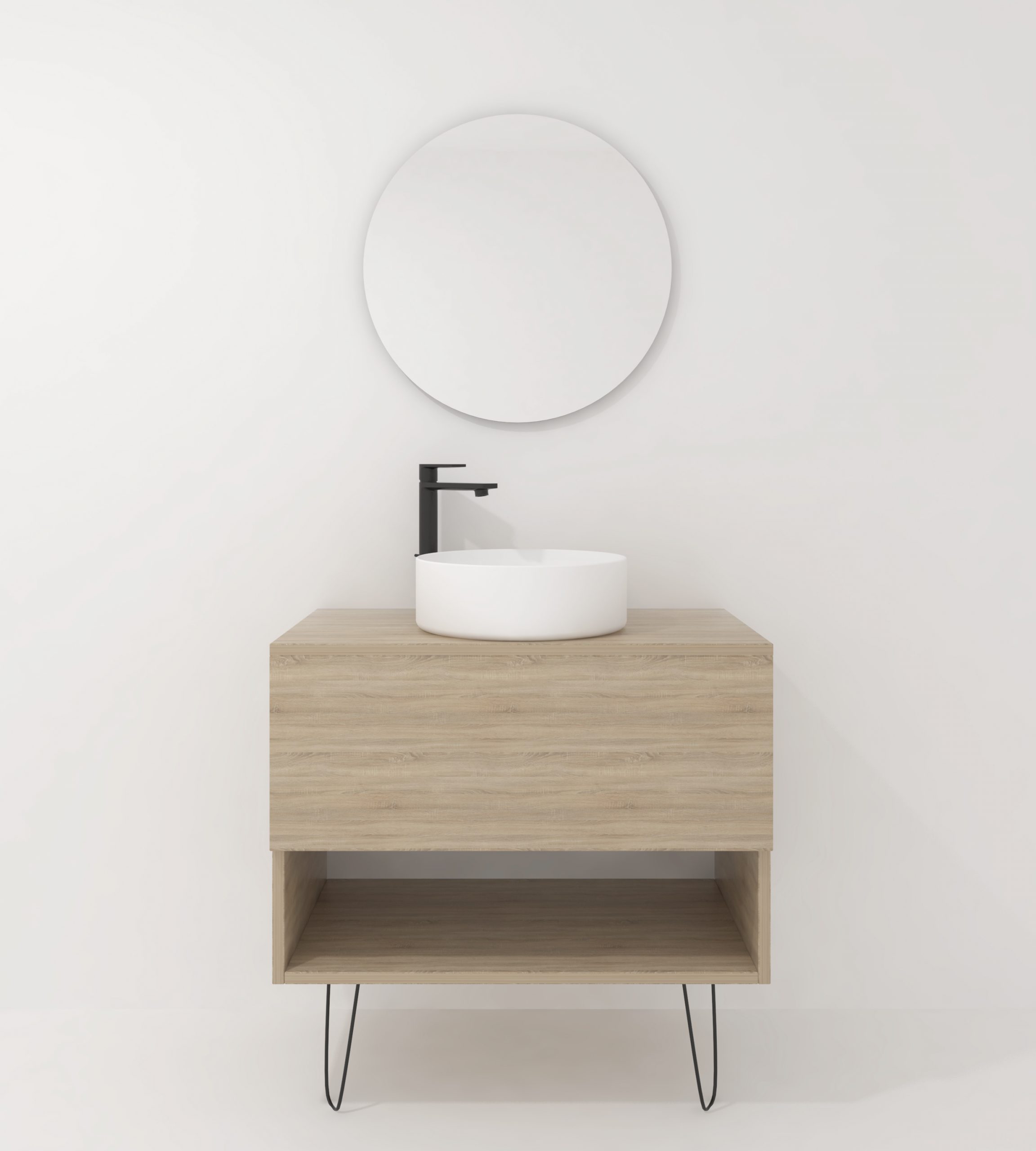 Pack Lille avec vasque à poser et miroir LED circulaire