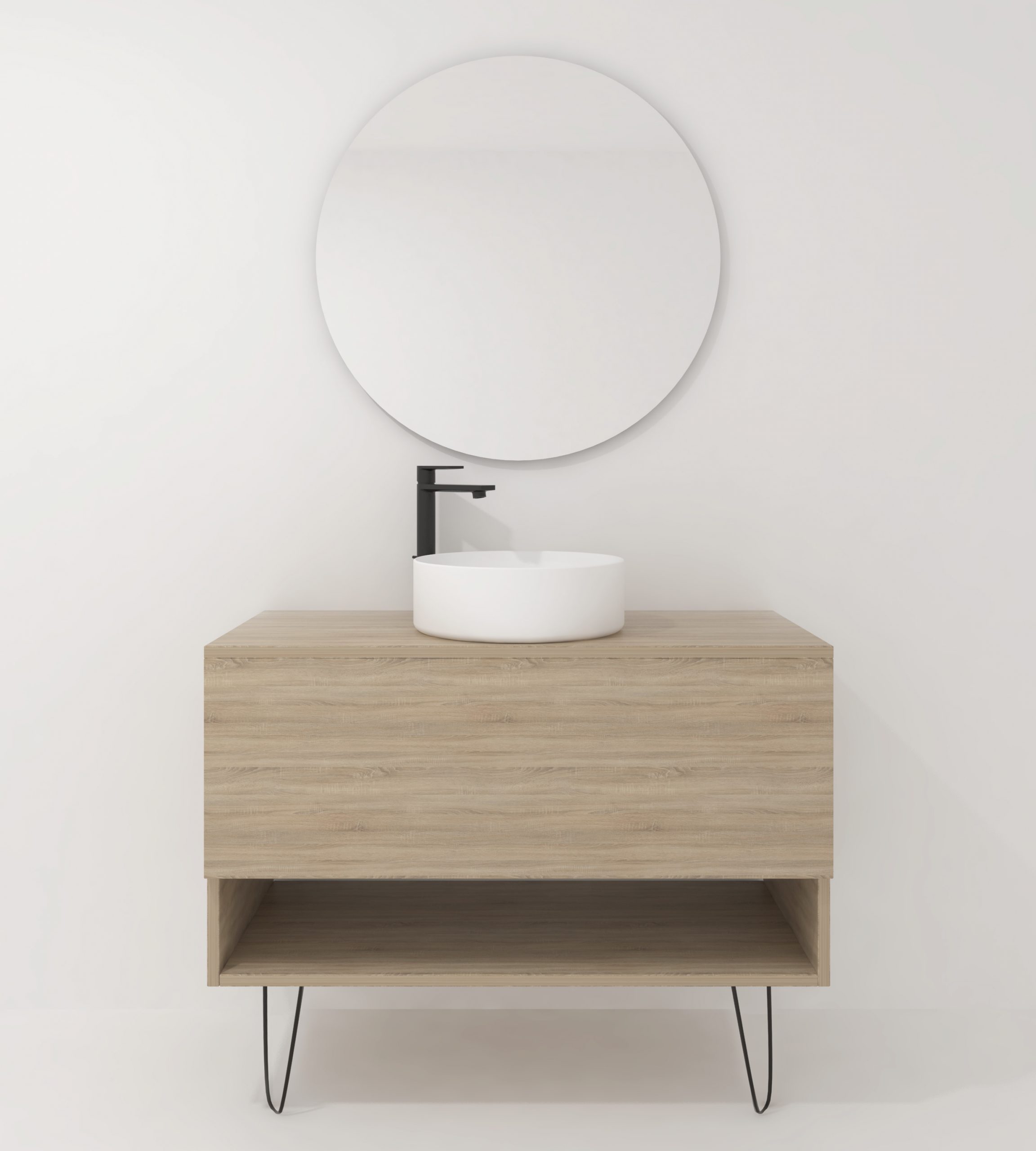 Pack Lille avec vasque à poser et miroir LED circulaire