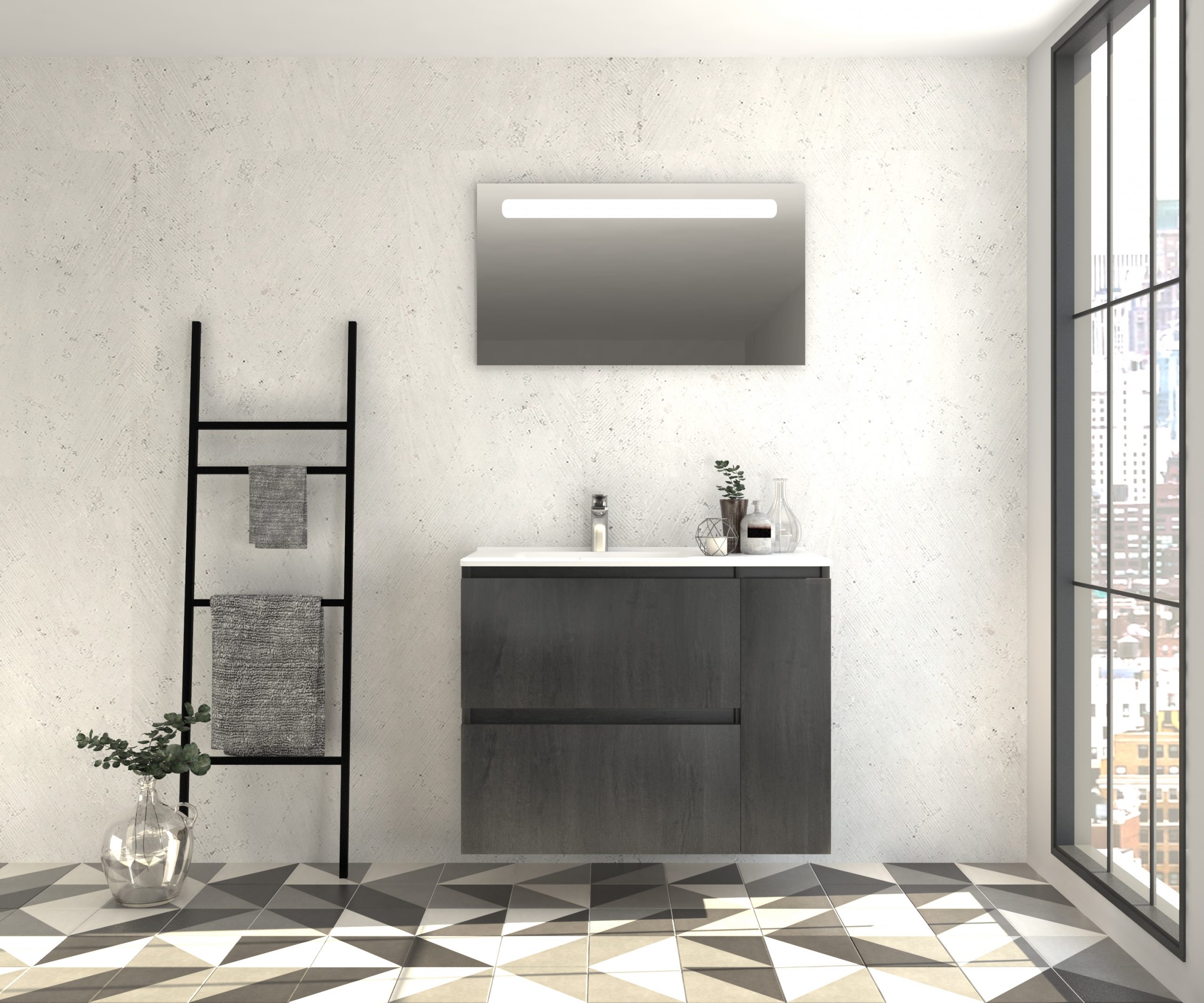 Pack Montpellier avec miroir LED et lavabo
