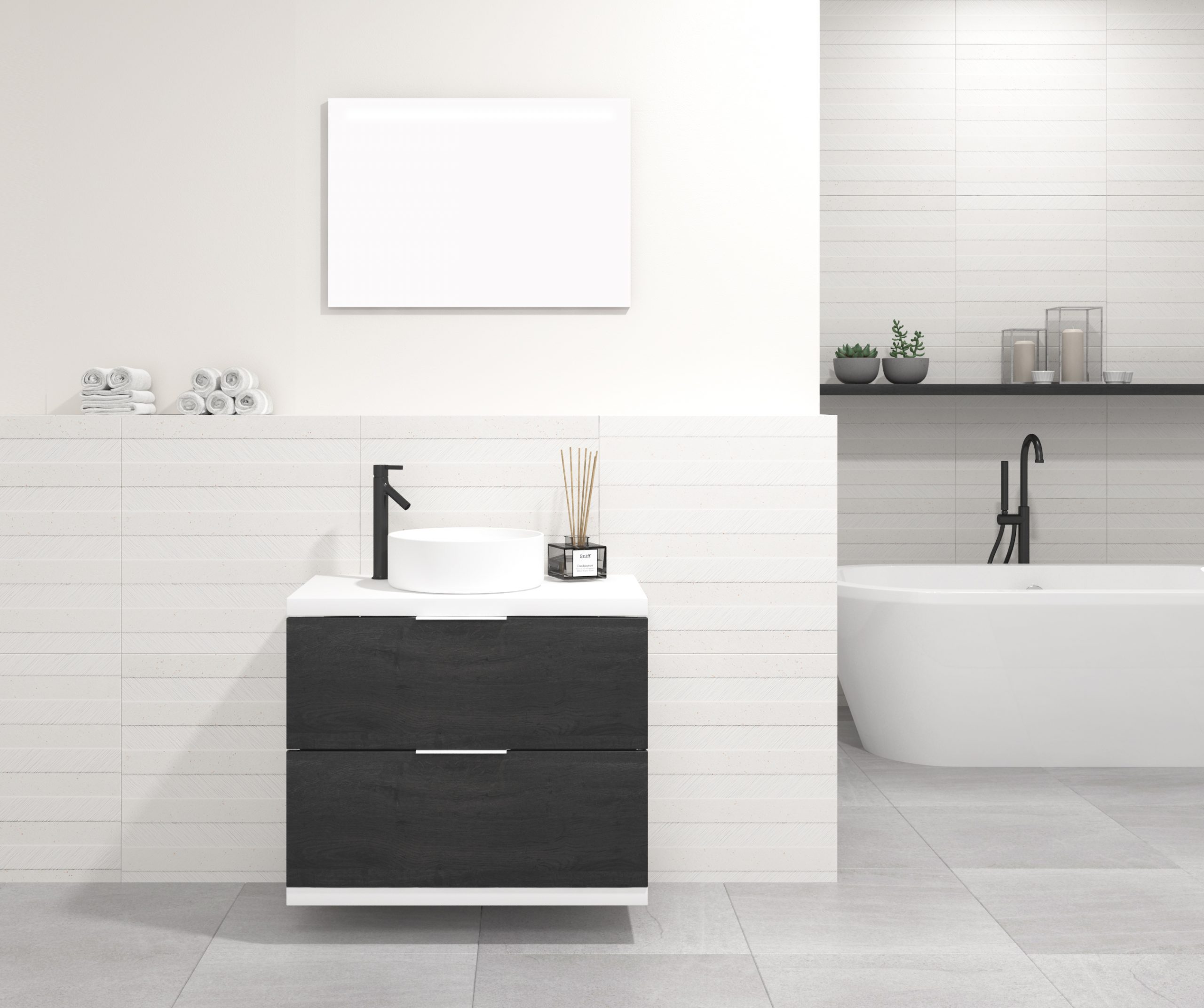 Pack MARONNE + vasque + miroir LED