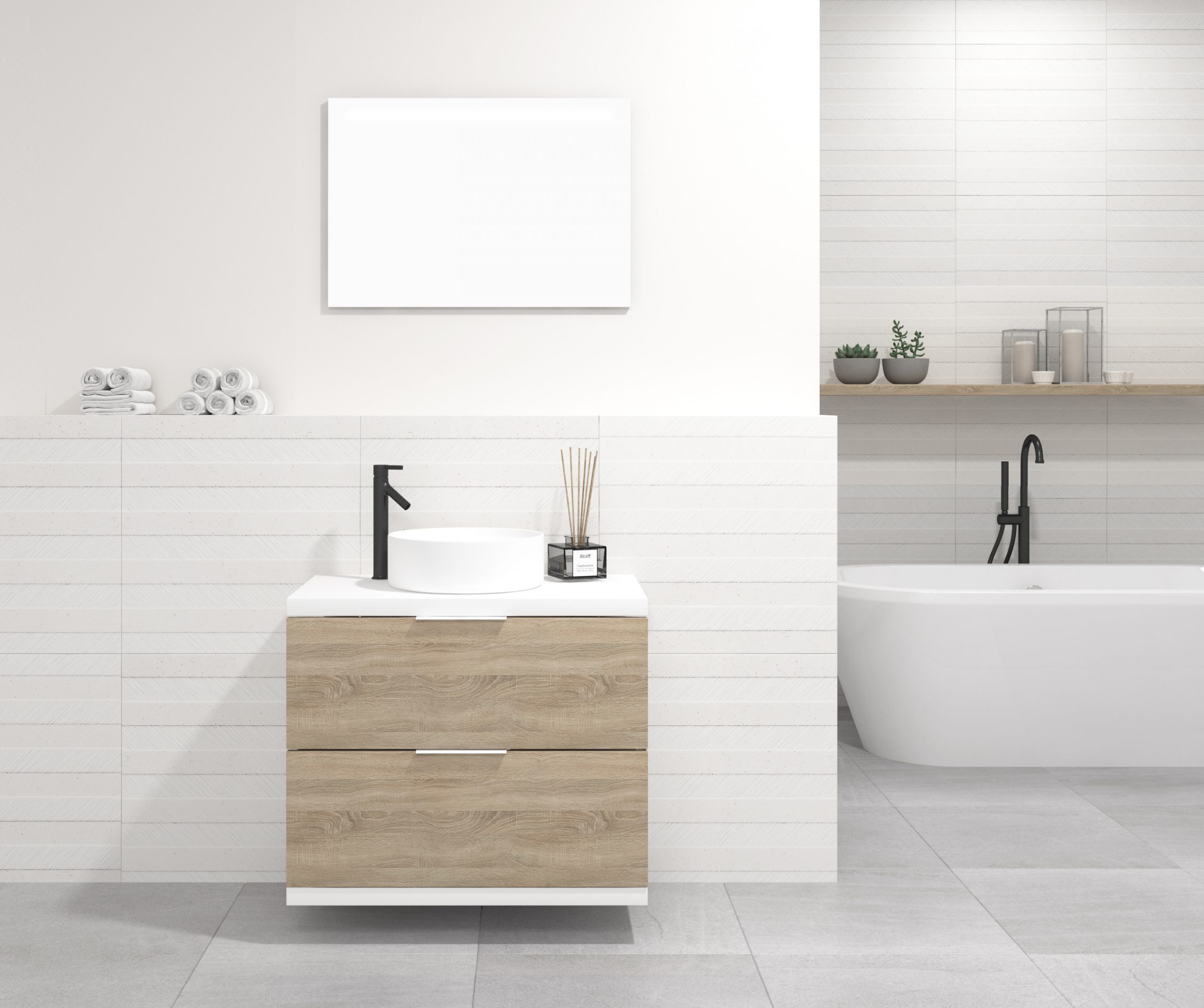 Pack MARONNE + vasque + miroir LED