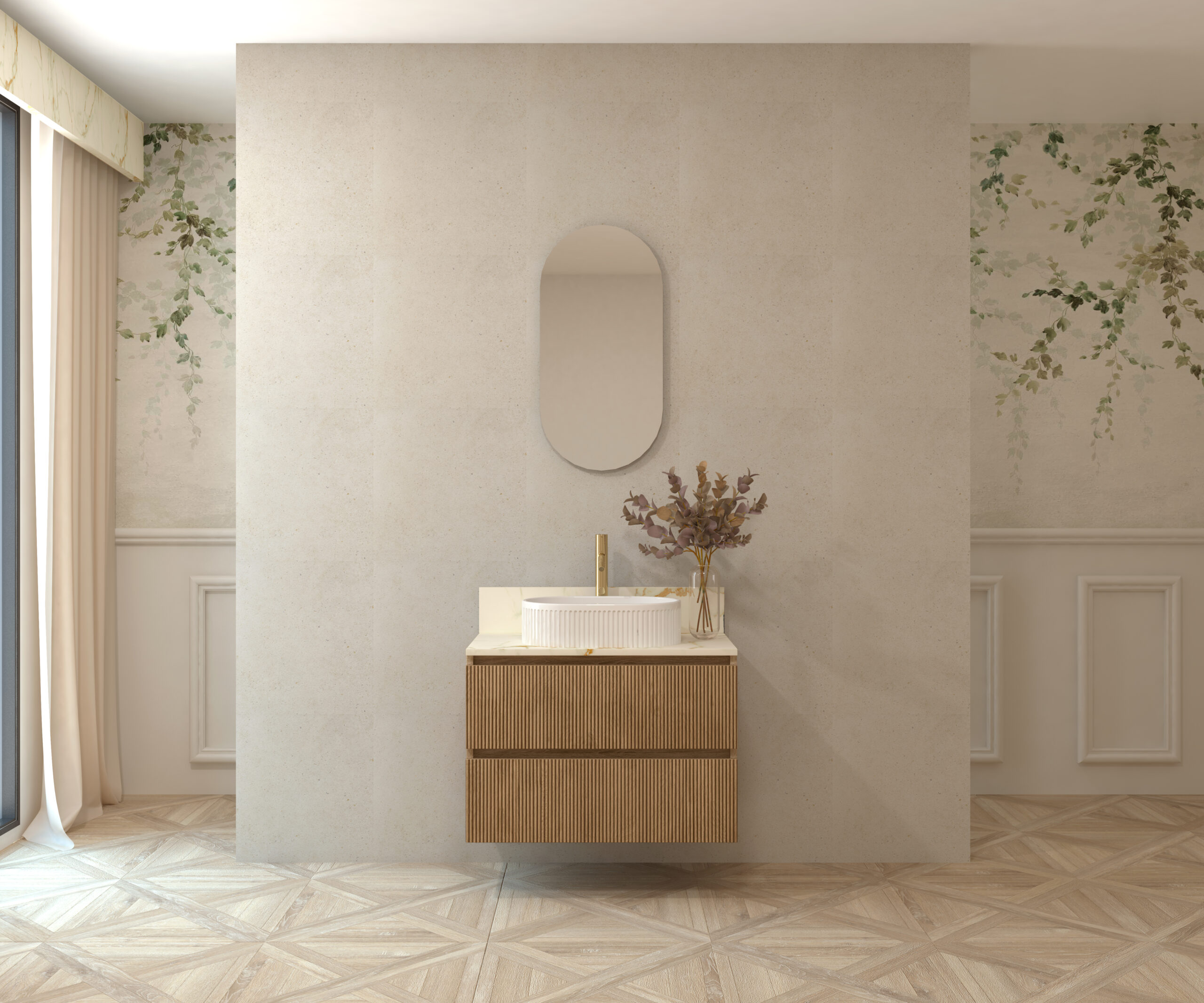 Pack MATISSE + plan de travail Pierre Sapiens + évier + capsule miroir