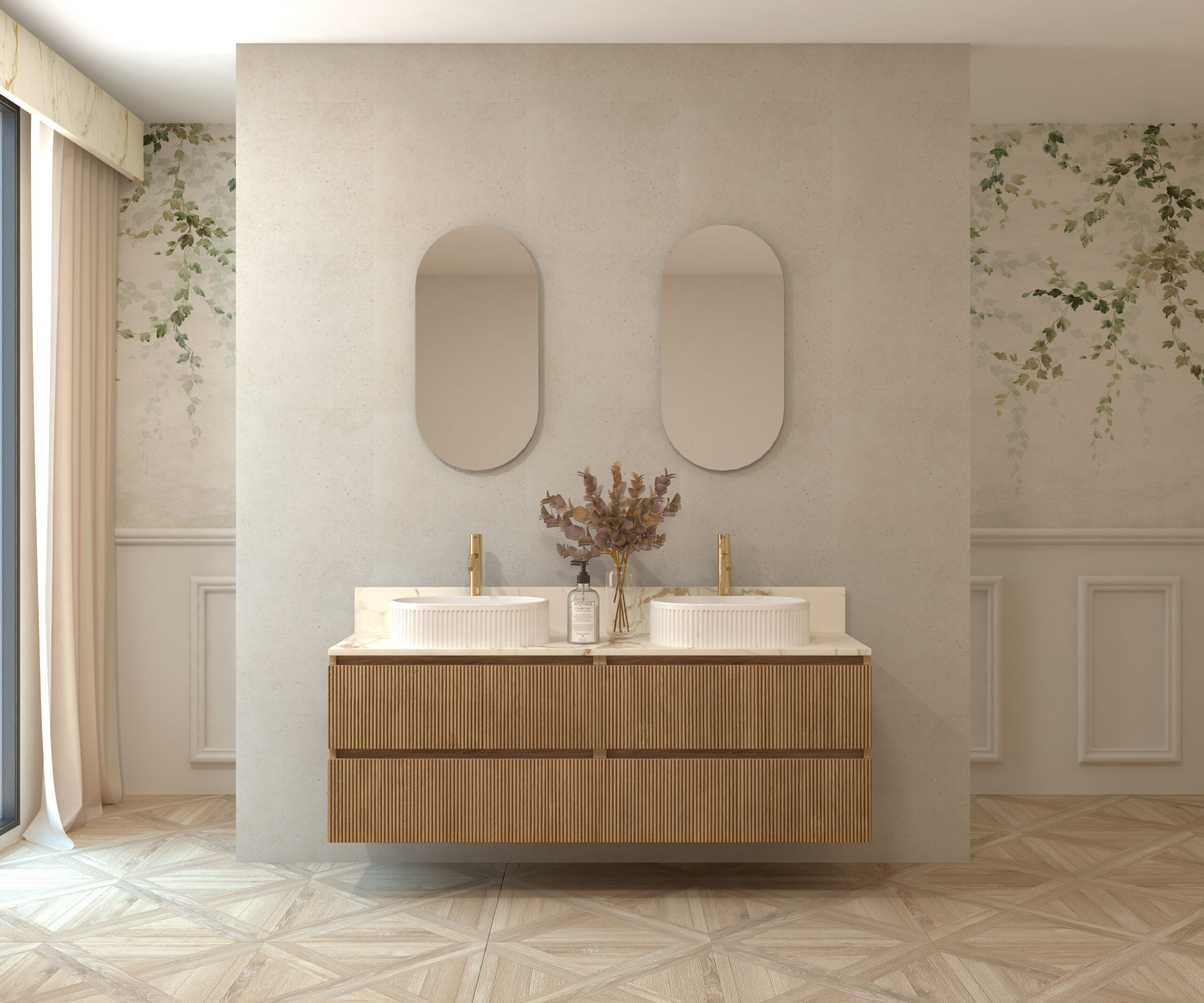 Pack MATISSE + plan de travail Pierre Sapiens + évier + capsule miroir