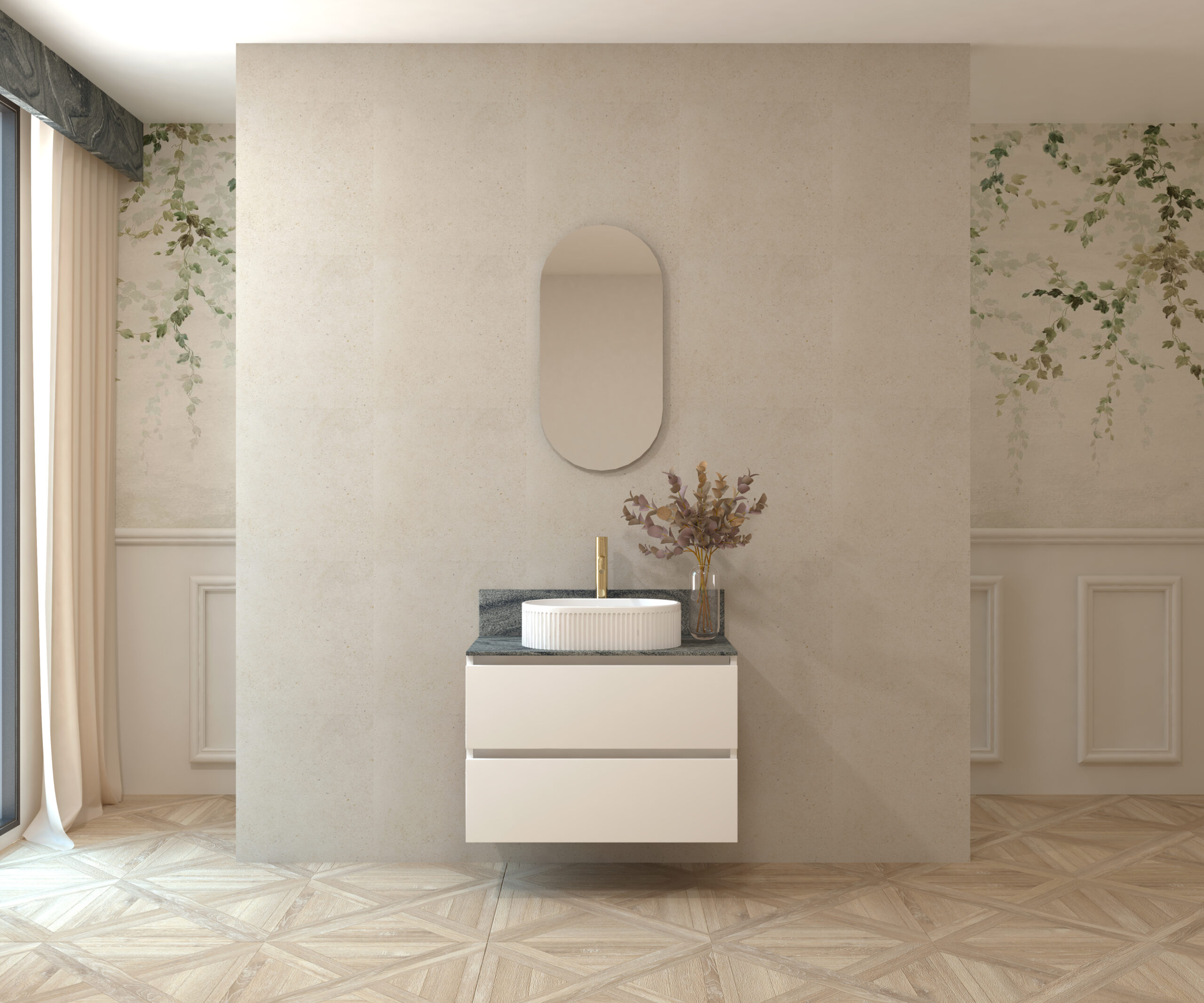 Pack MATISSE + plan de travail Pierre Sapiens + évier + capsule miroir