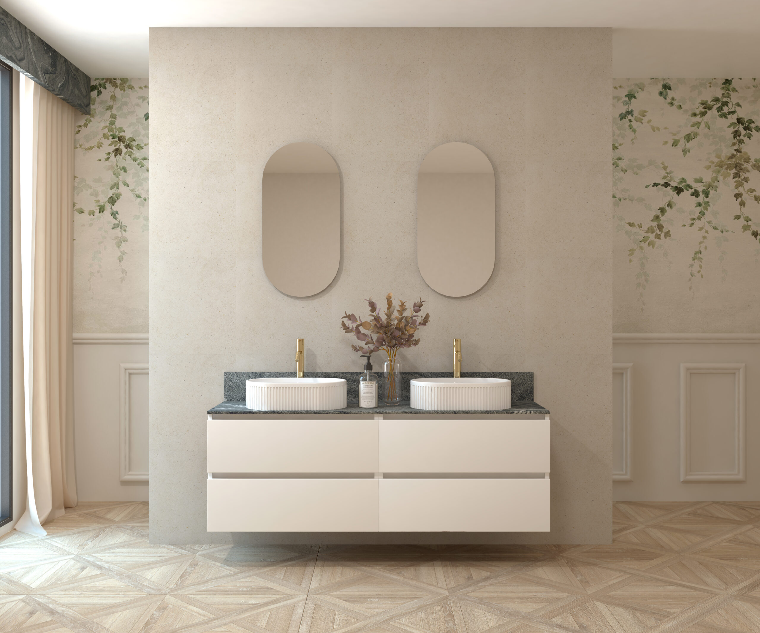 Pack MATISSE + plan de travail Pierre Sapiens + évier + capsule miroir