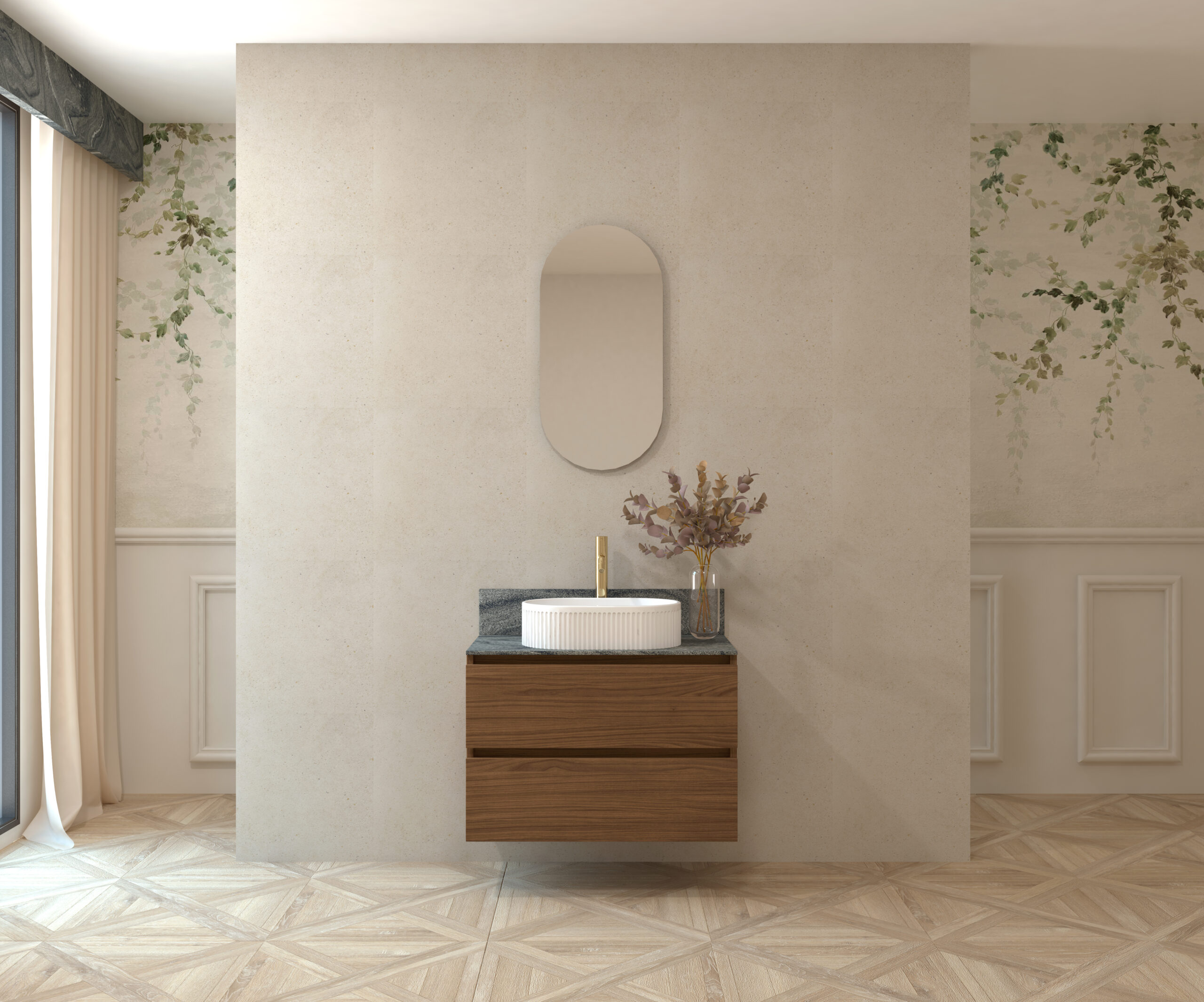 Pack MATISSE + plan de travail Pierre Sapiens + évier + capsule miroir