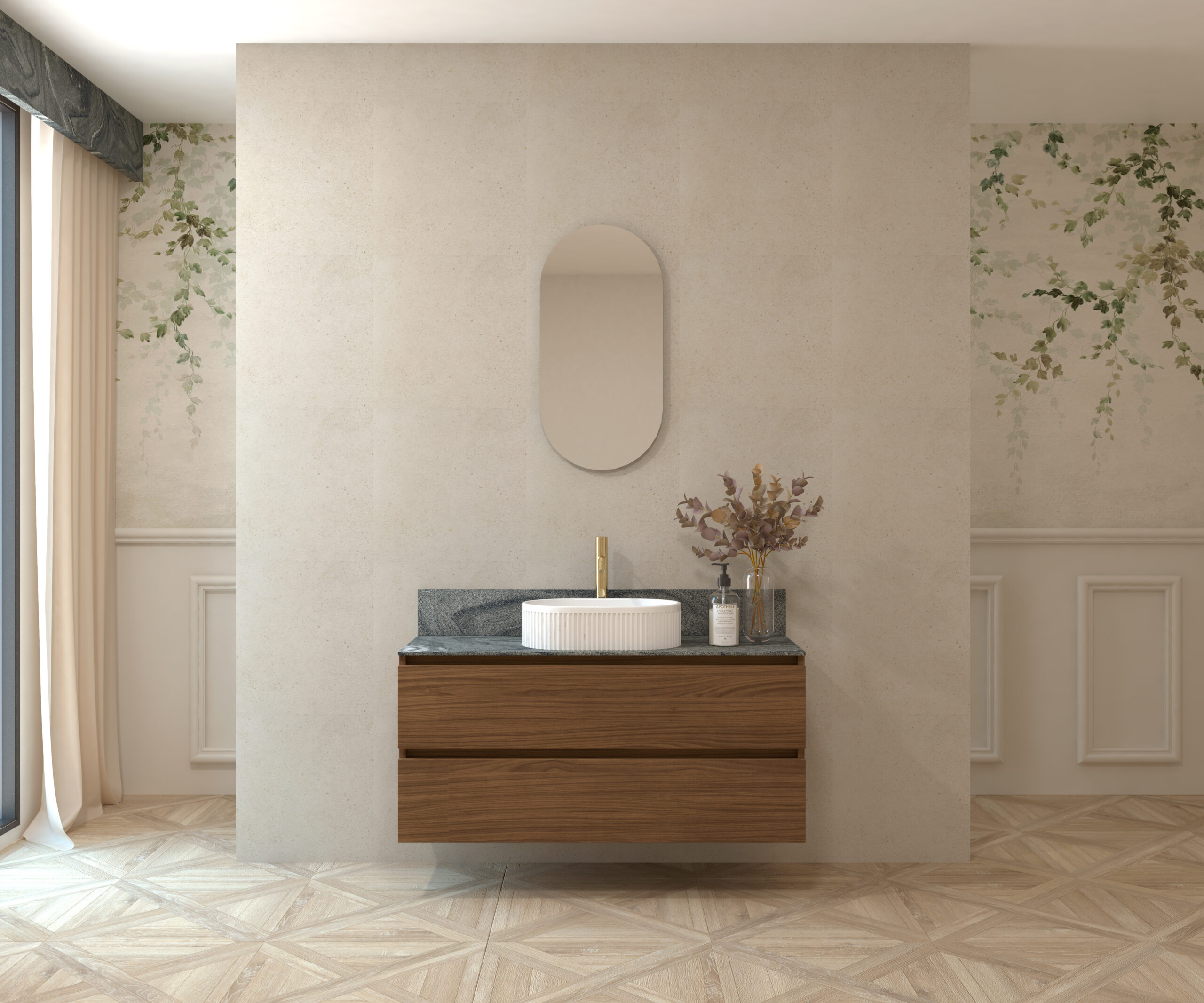 Pack MATISSE + plan de travail Pierre Sapiens + évier + capsule miroir