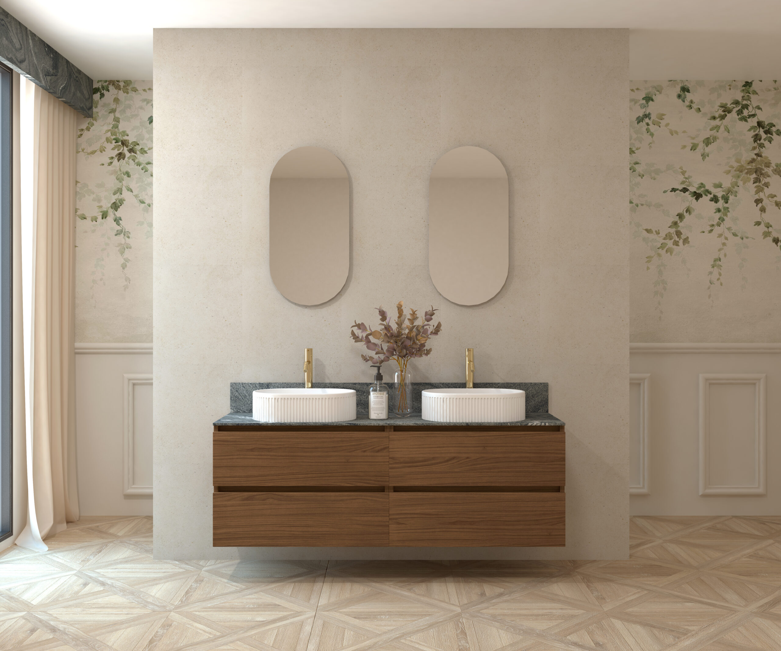 Pack MATISSE + plan de travail Pierre Sapiens + évier + capsule miroir