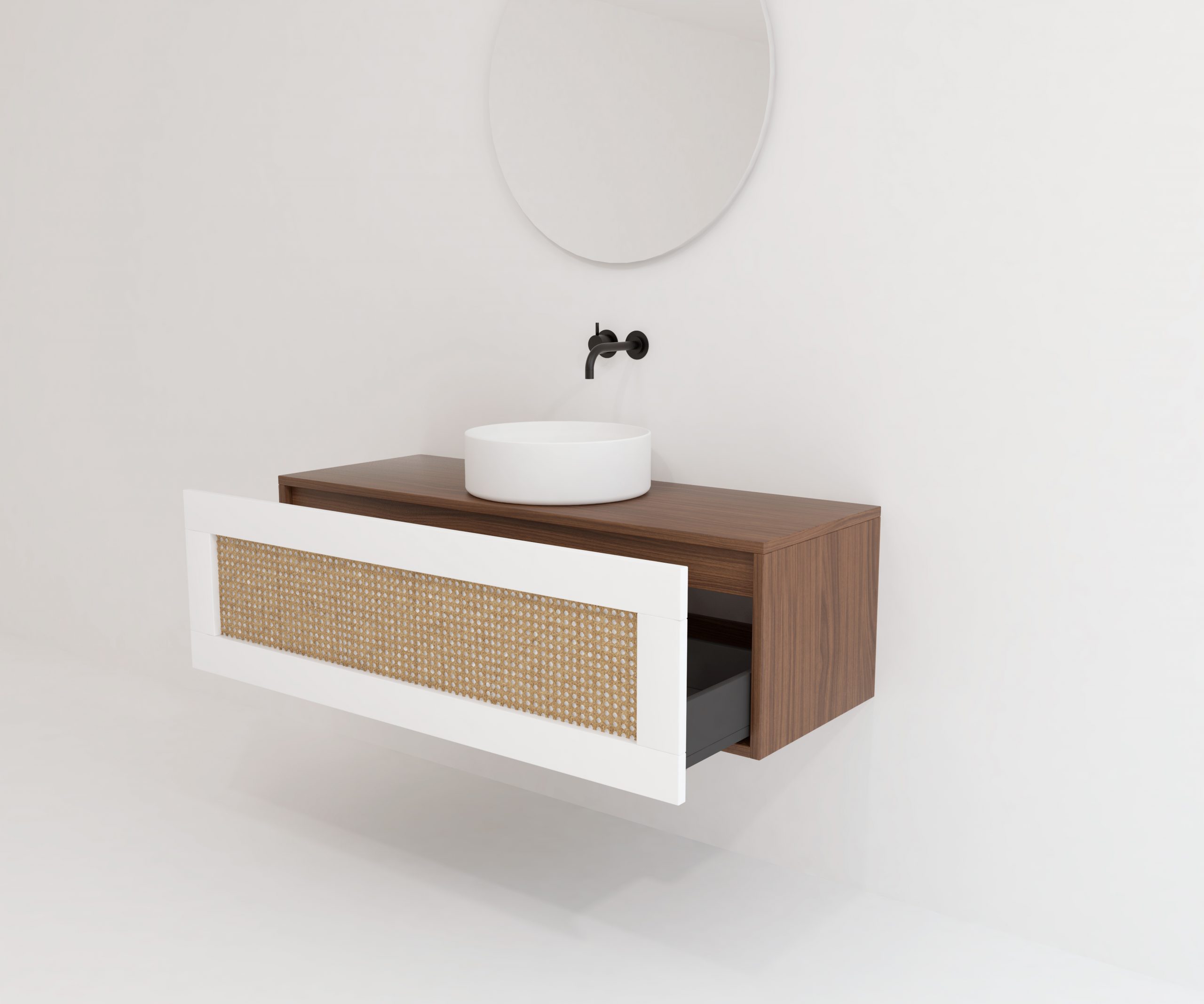 Pack ARTOIS noyer 120 cm + lavabo + miroir  circular