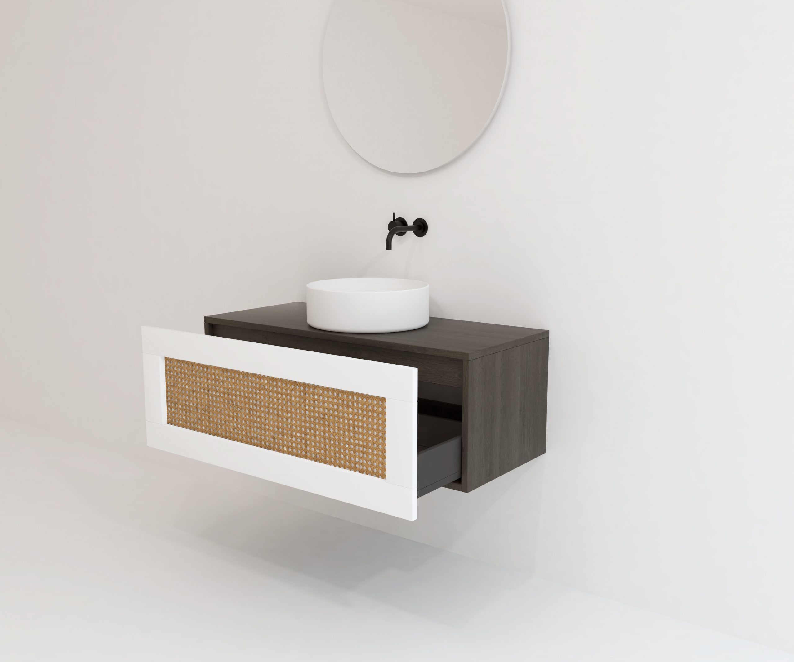 Pack ARTOIS azabache 100 cm + lavabo + miroir  circular