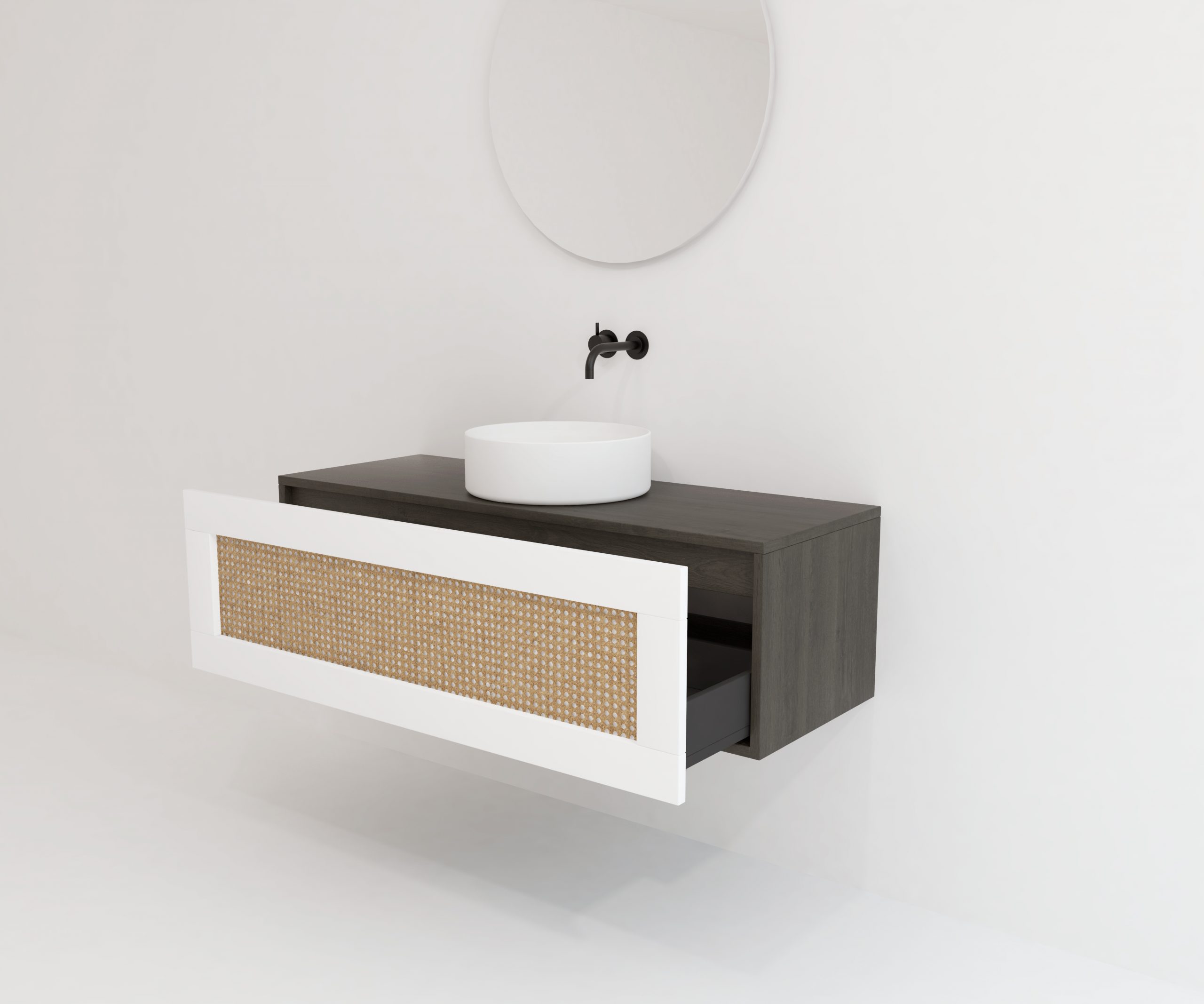 Pack ARTOIS azabache 120 cm + lavabo + miroir  circular