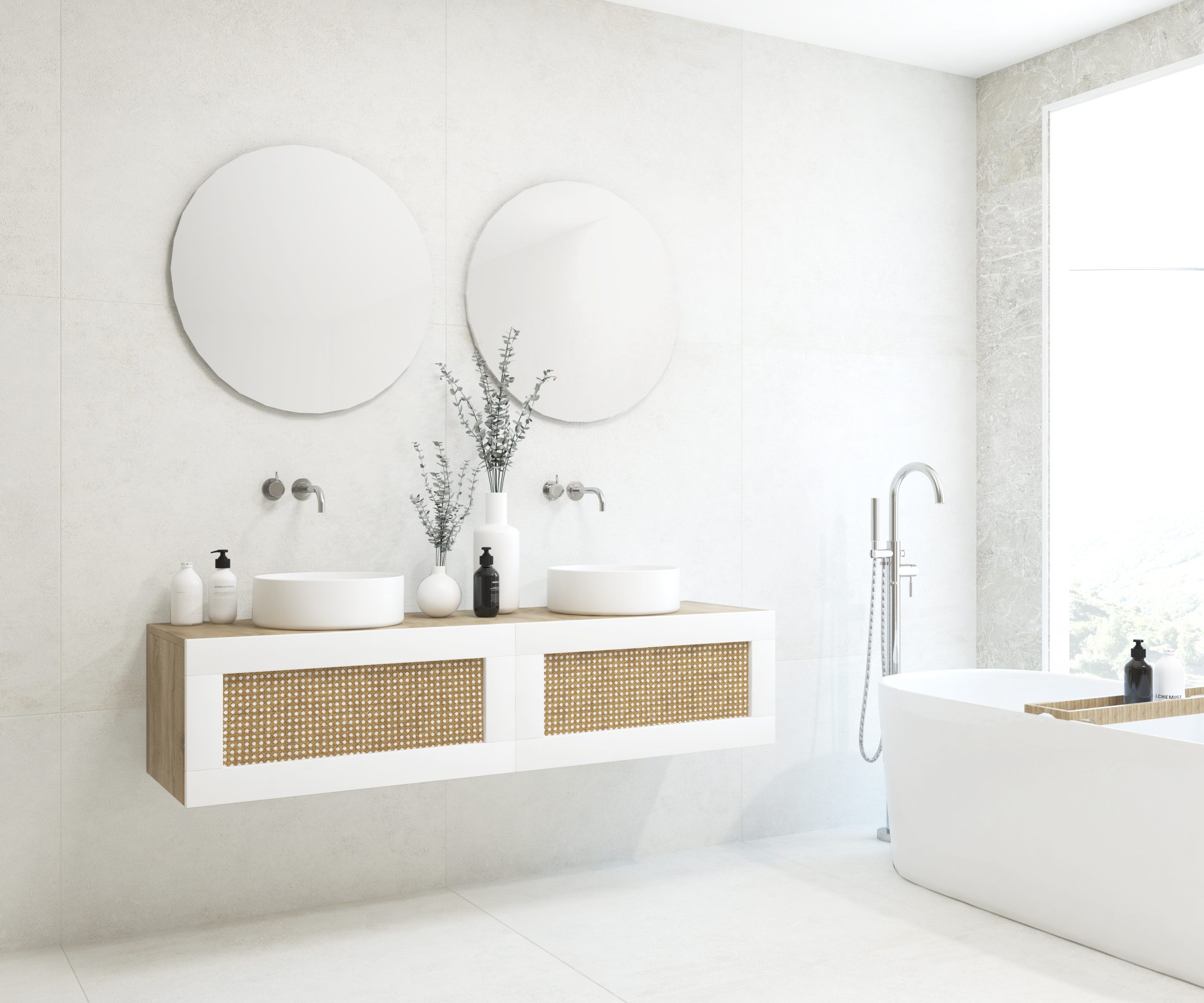 Pack ARTOIS Bardolino Chêne 160 cm + double vasque + double miroir rond