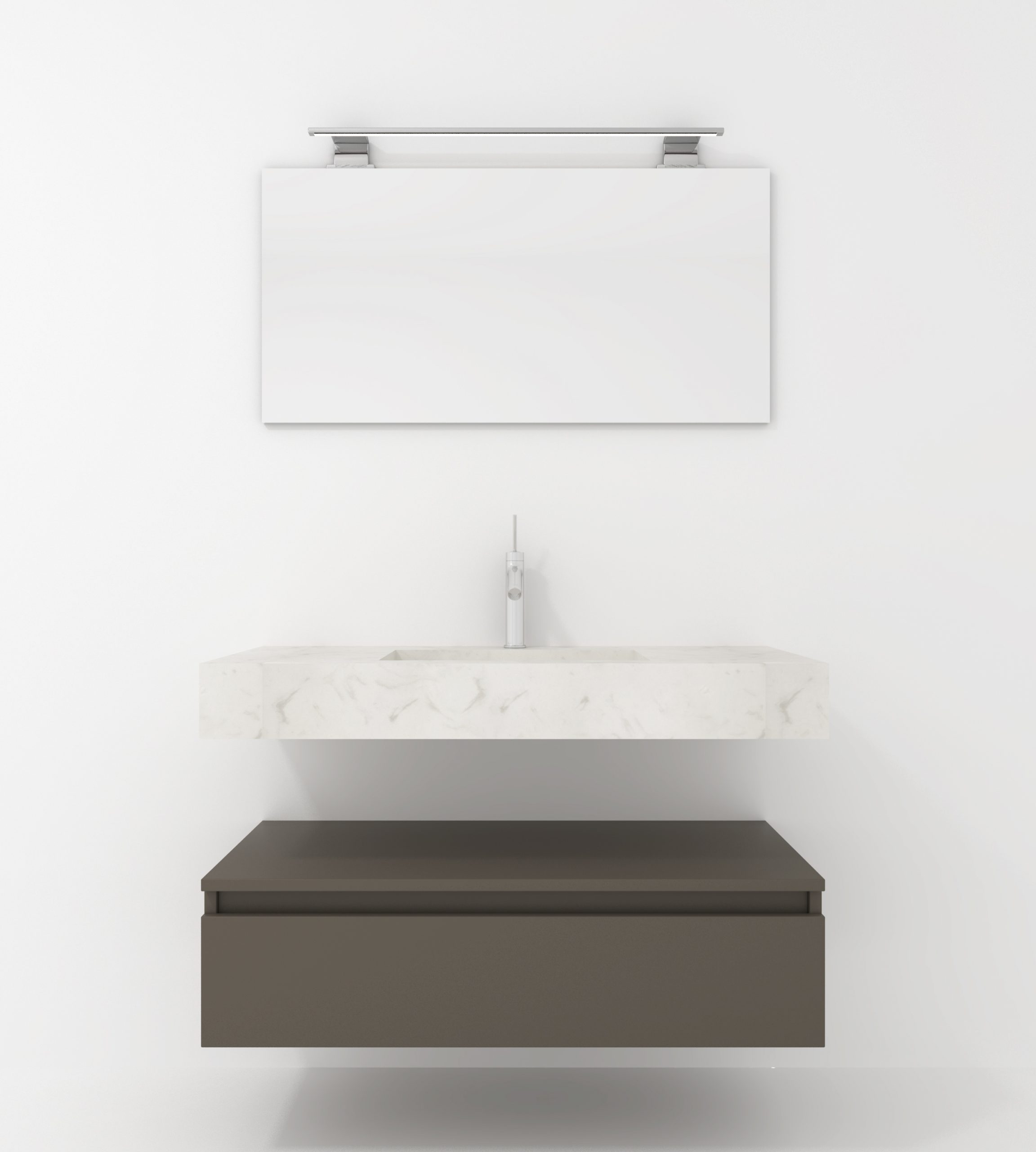 Pack Venus avec vasque compacte en marbre, miroir et projecteur LED