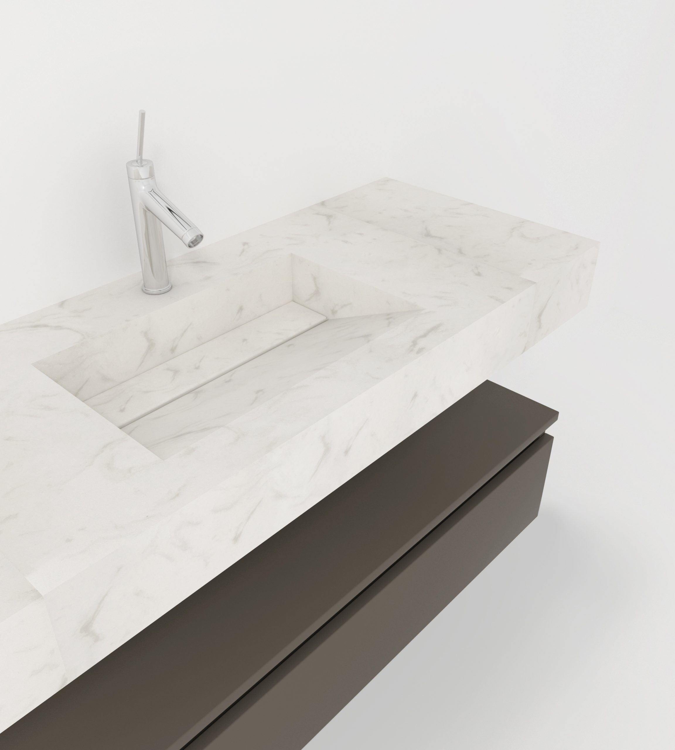 Pack Venus con lavabo mármol compacto doble seno, espejo y foco led